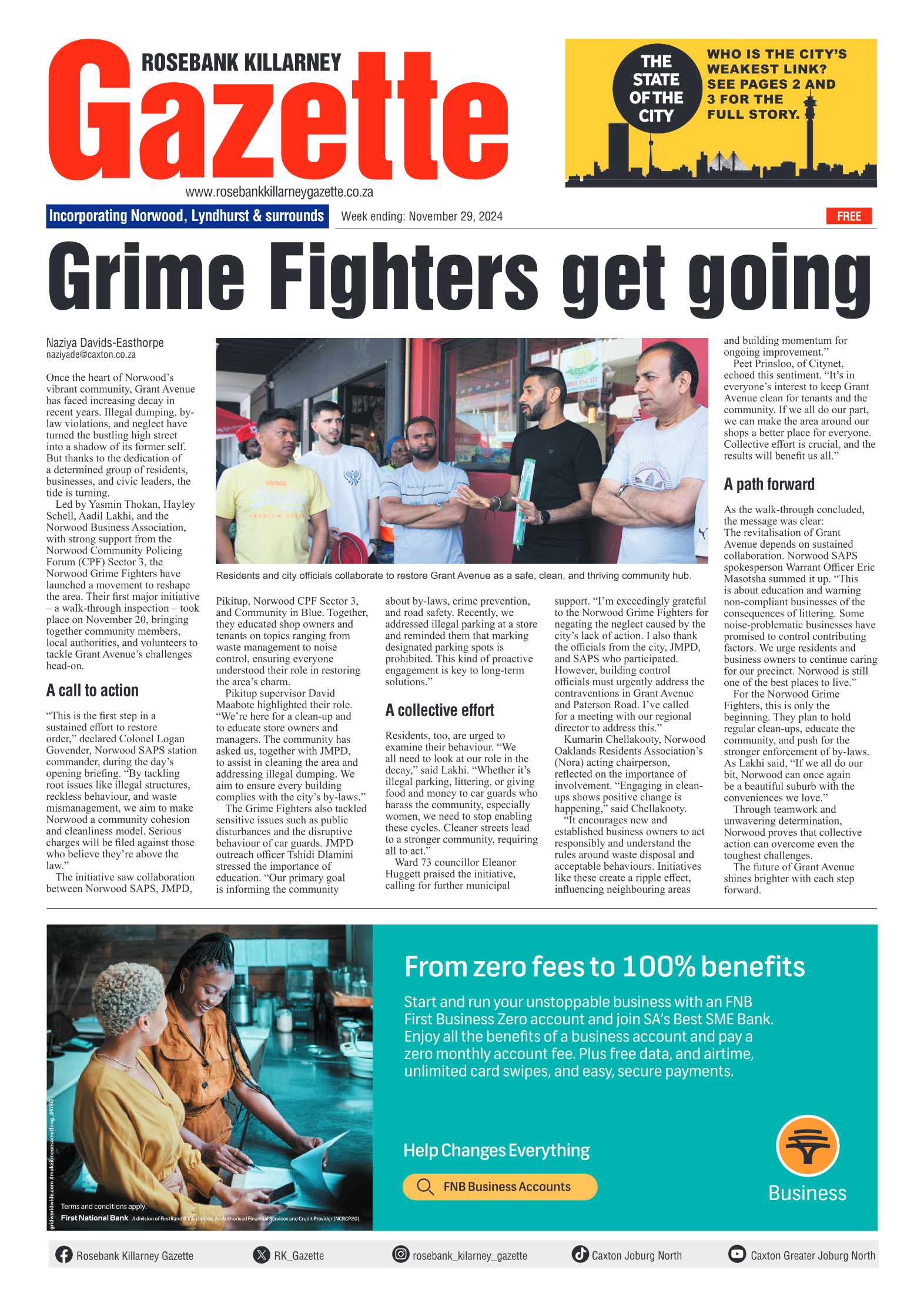 Rosebank Killarney Gazette 29 November 2024 page 1