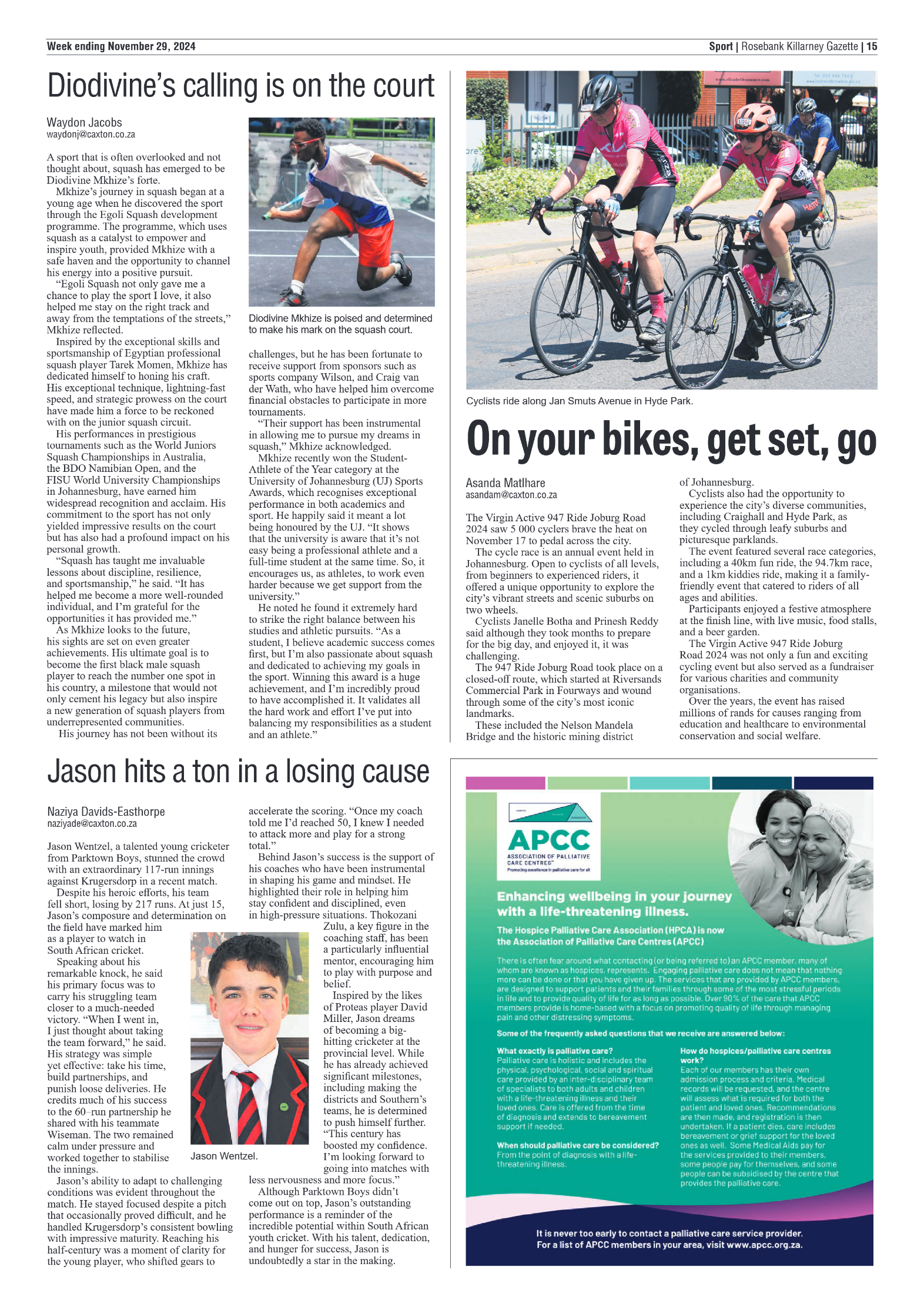 Rosebank Killarney Gazette 29 November 2024 page 15