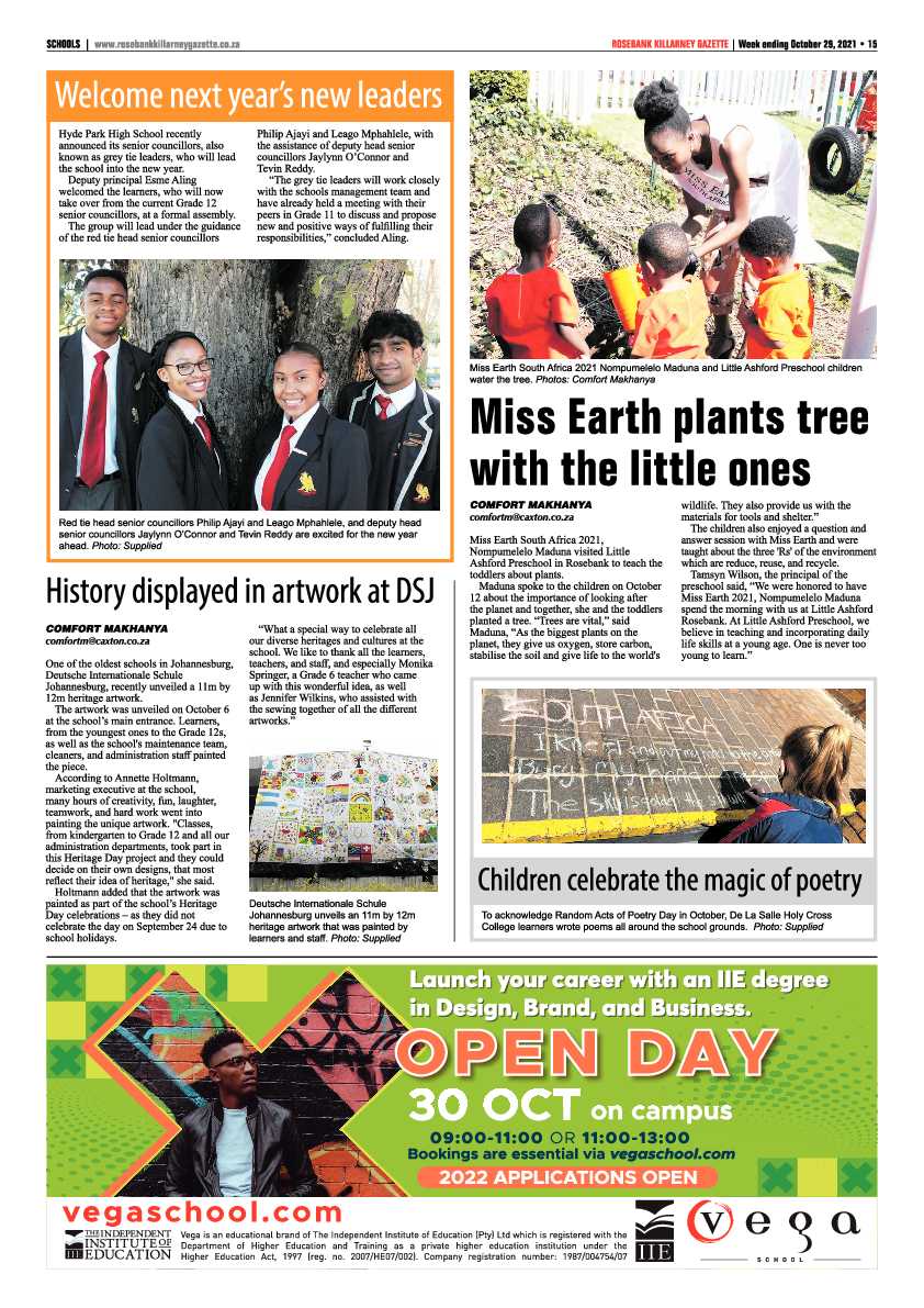 Rosebank Killarney Gazette 29 October 2021 page 15