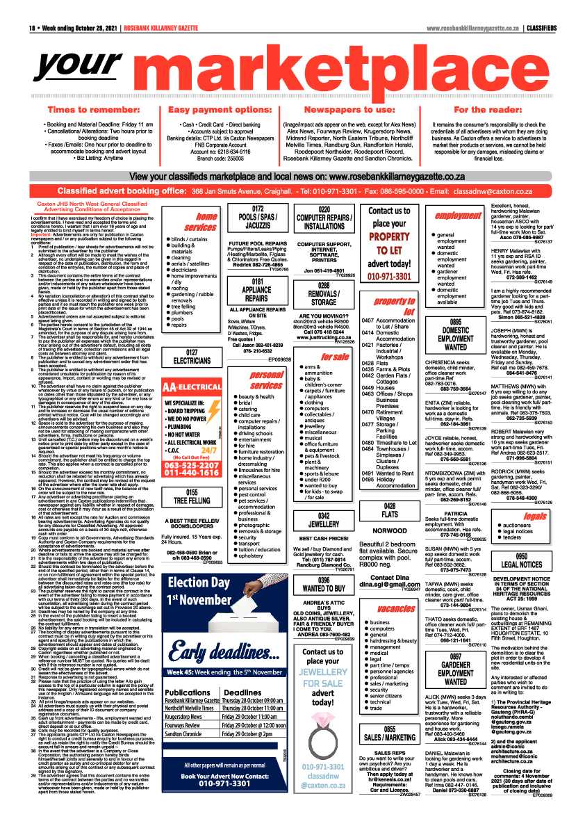 Rosebank Killarney Gazette 29 October 2021 page 18