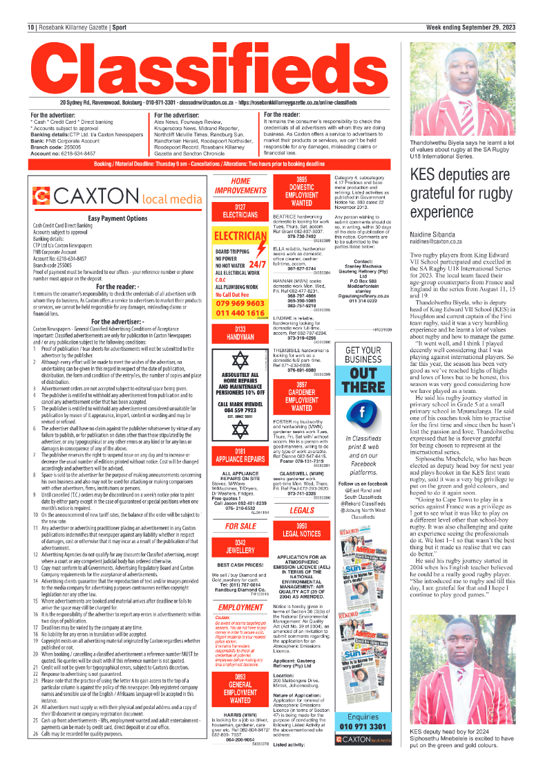 Rosebank Killarney Gazette 29 September 2023 page 10