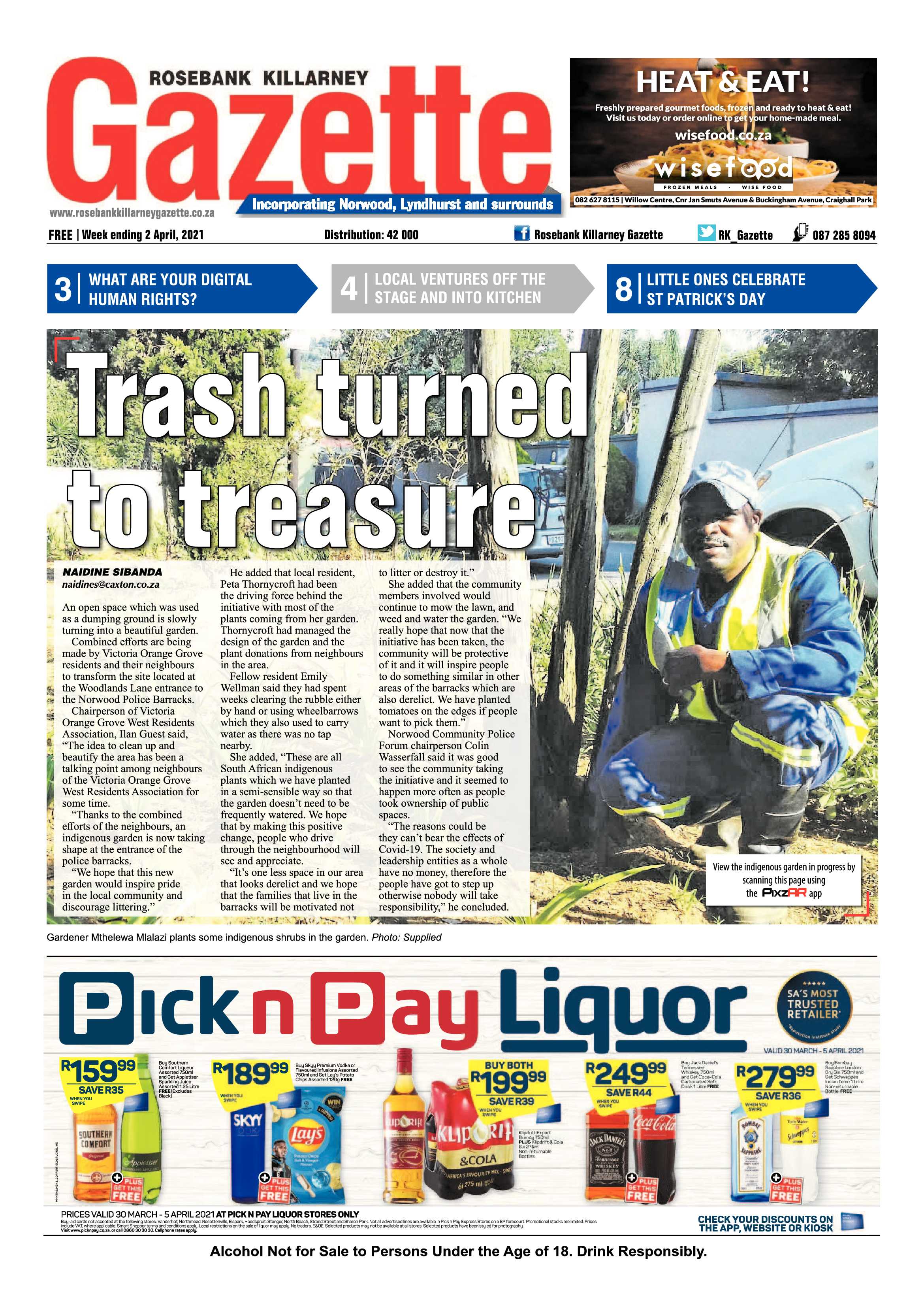 Rosebank Killarney Gazette 2 April 2021 page 1