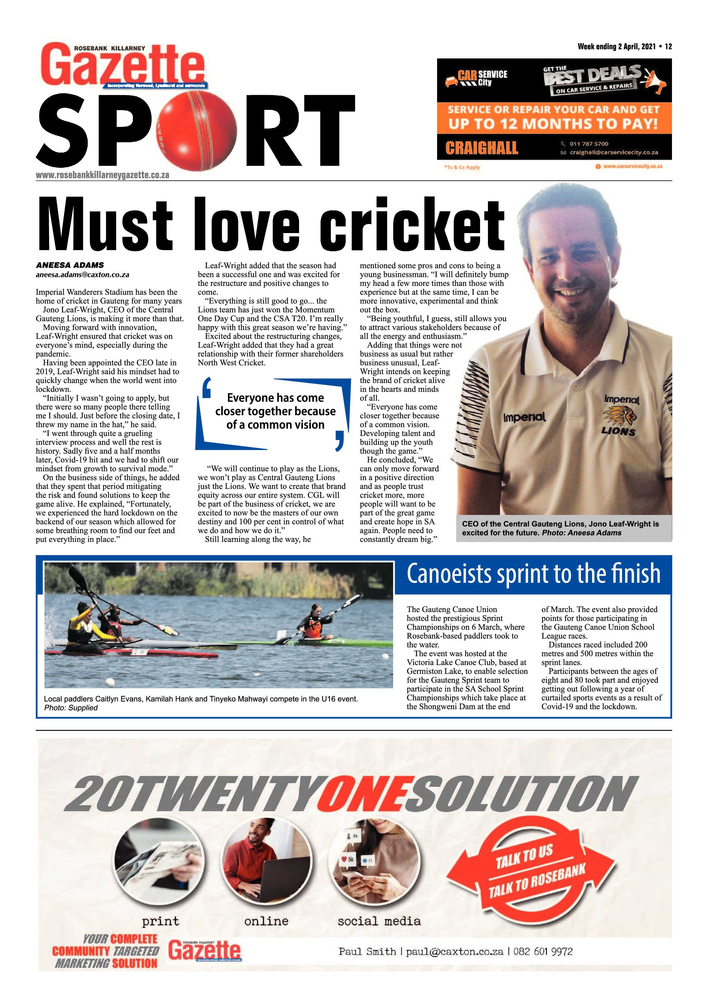 Rosebank Killarney Gazette 2 April 2021 page 12