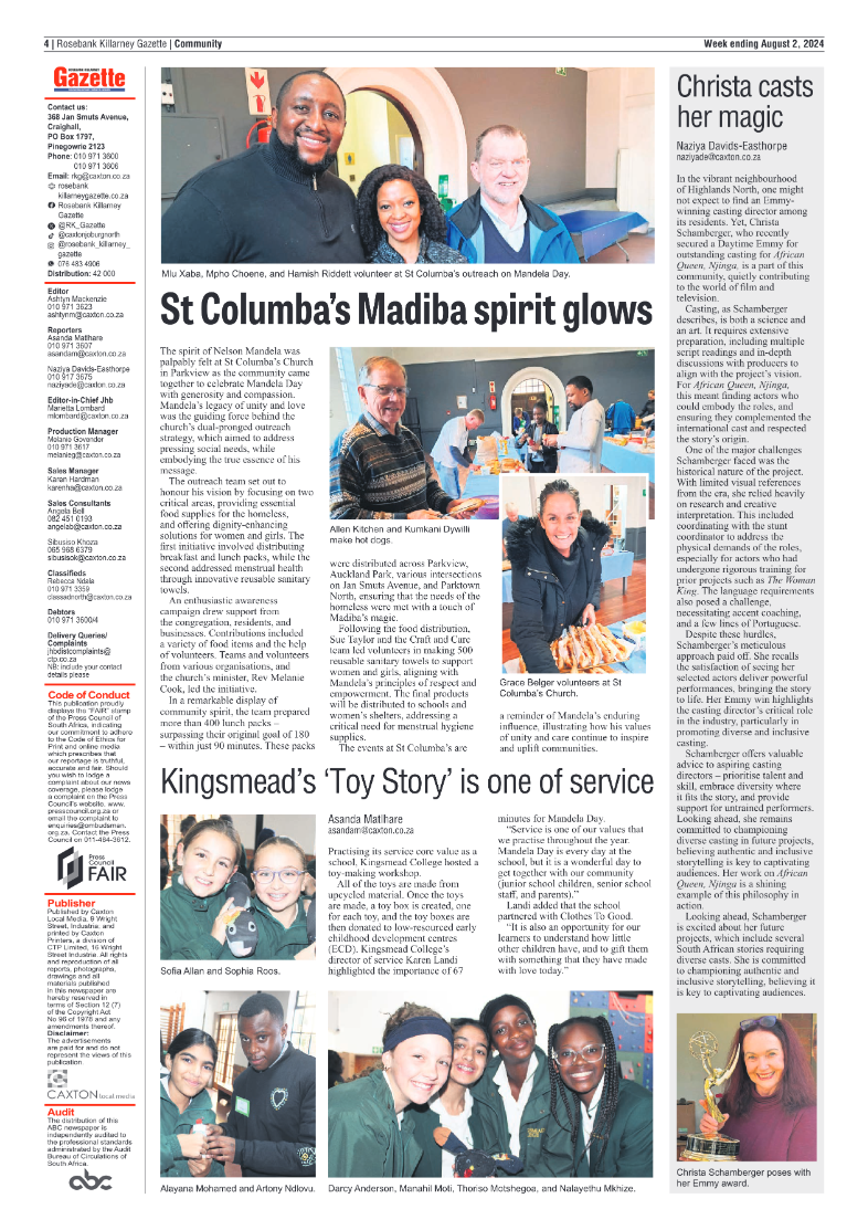 Rosebank Killarney Gazette 2 August 2024 page 4