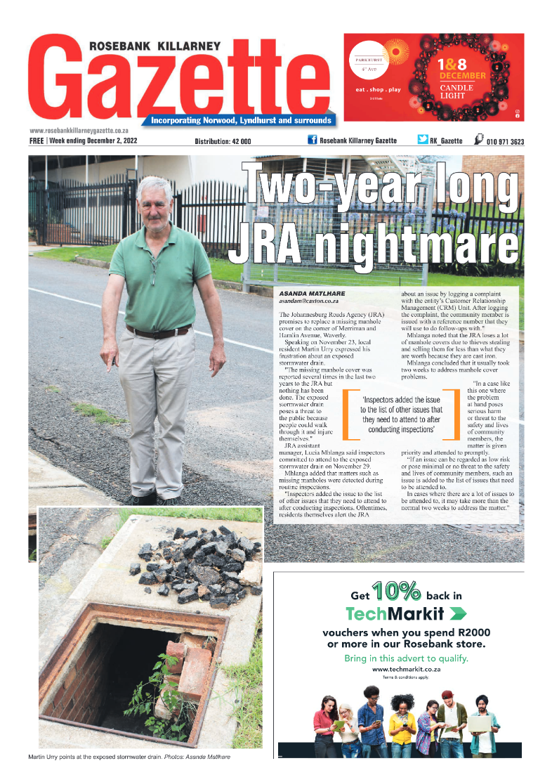 Rosebank Killarney Gazette 2 Dec 2022 page 1