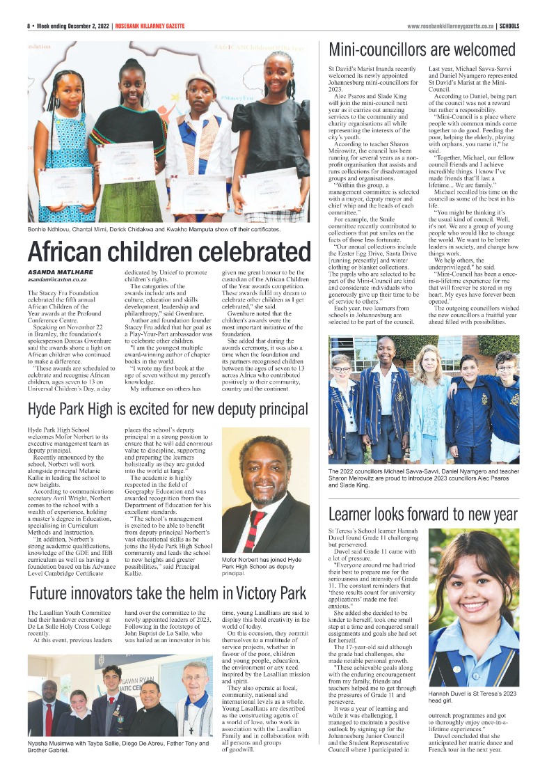 Rosebank Killarney Gazette 2 Dec 2022 page 8