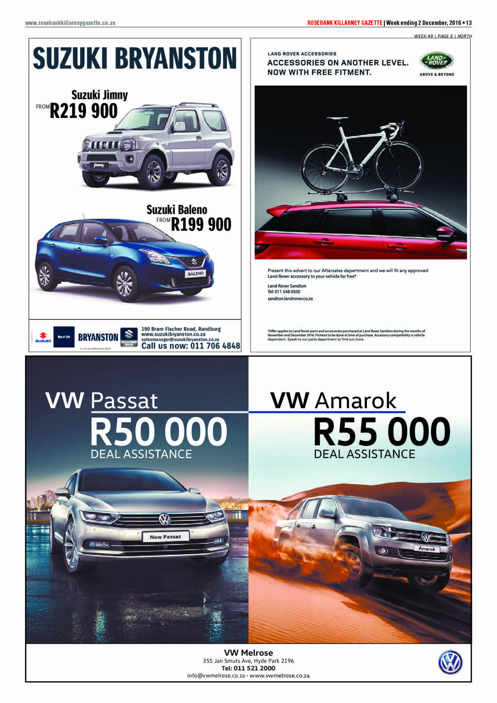 Rosebank Killarney Gazette 2 December 2016 page 13