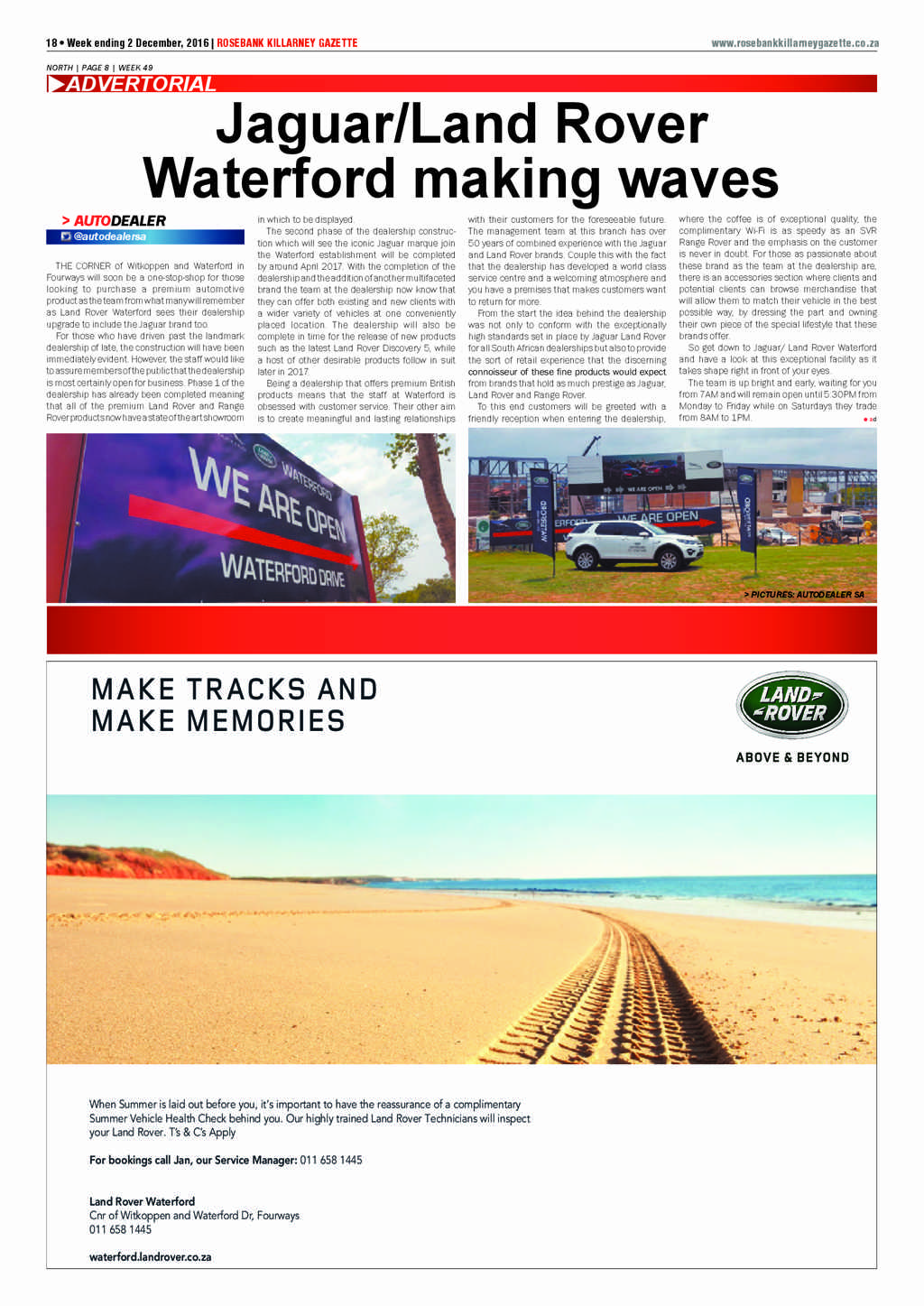 Rosebank Killarney Gazette 2 December 2016 page 18