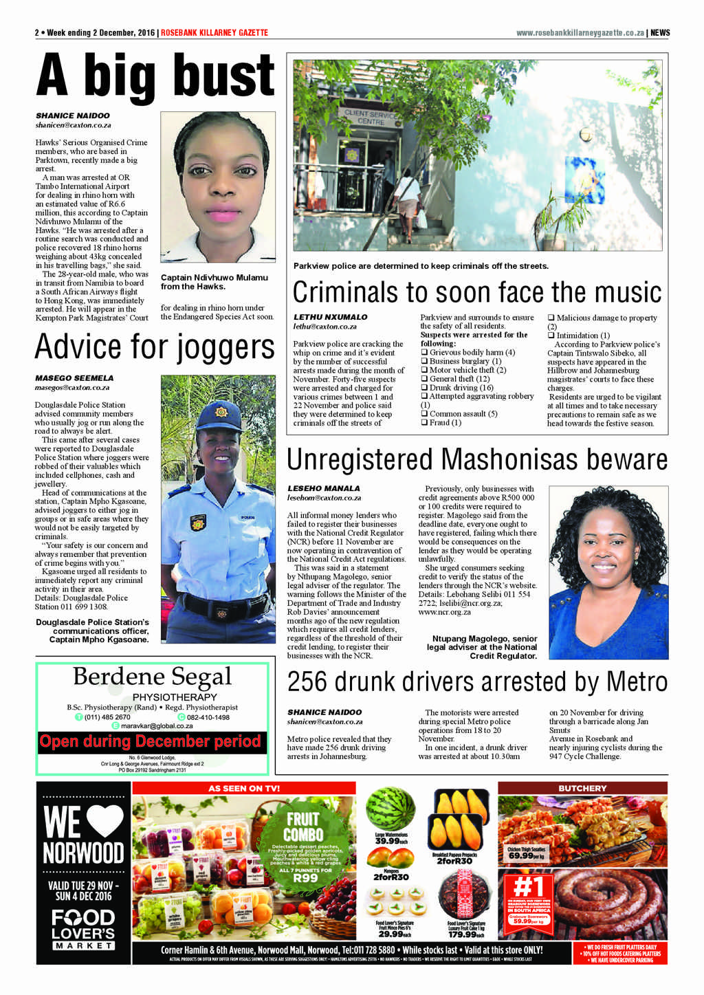 Rosebank Killarney Gazette 2 December 2016 page 2