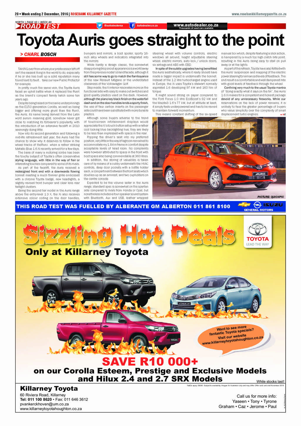 Rosebank Killarney Gazette 2 December 2016 page 20