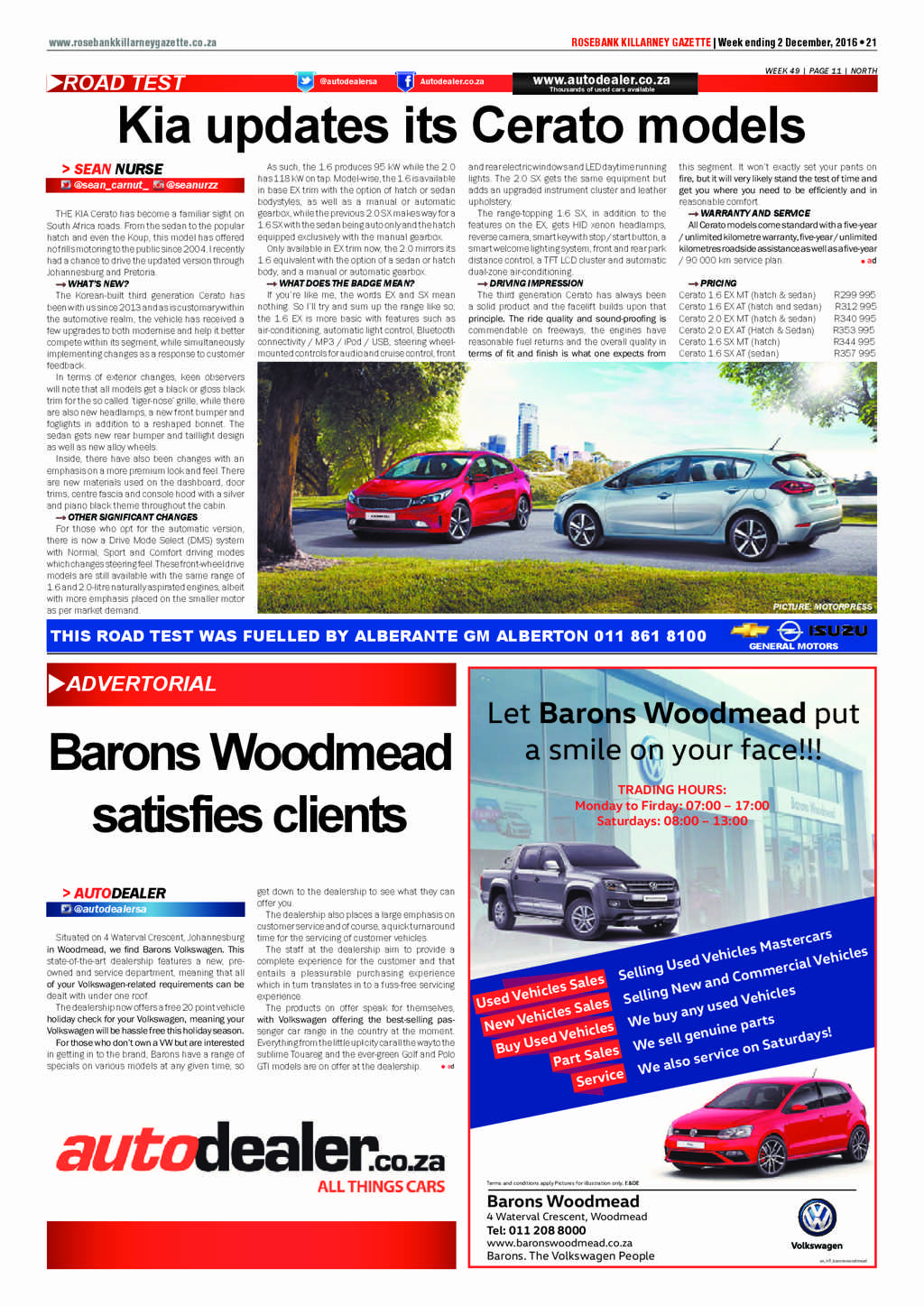 Rosebank Killarney Gazette 2 December 2016 page 21