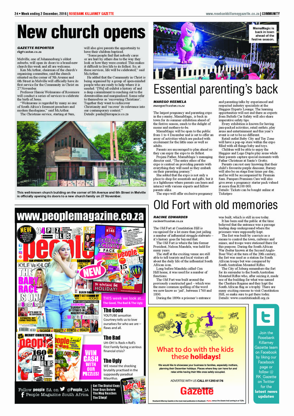 Rosebank Killarney Gazette 2 December 2016 page 24