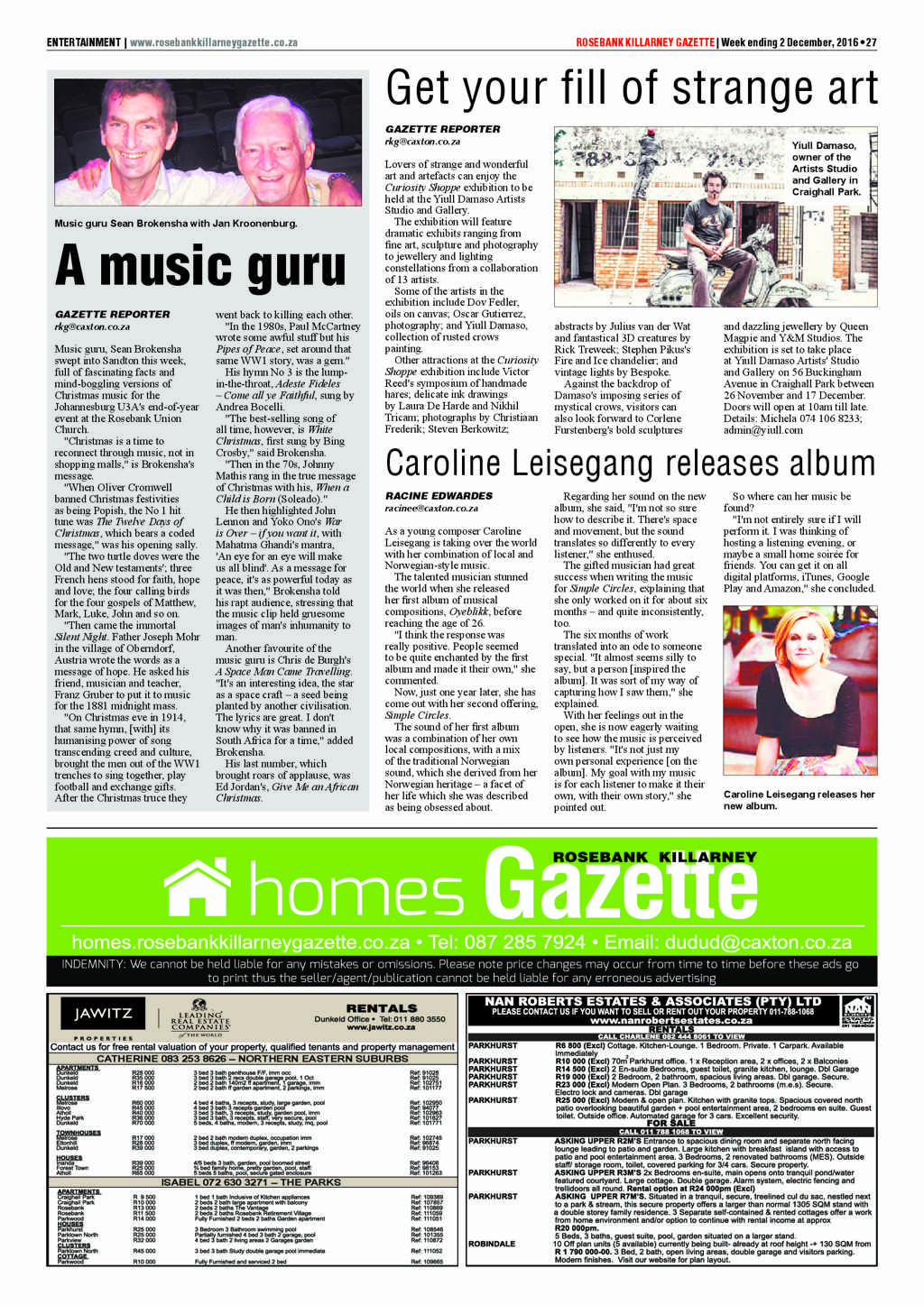 Rosebank Killarney Gazette 2 December 2016 page 27