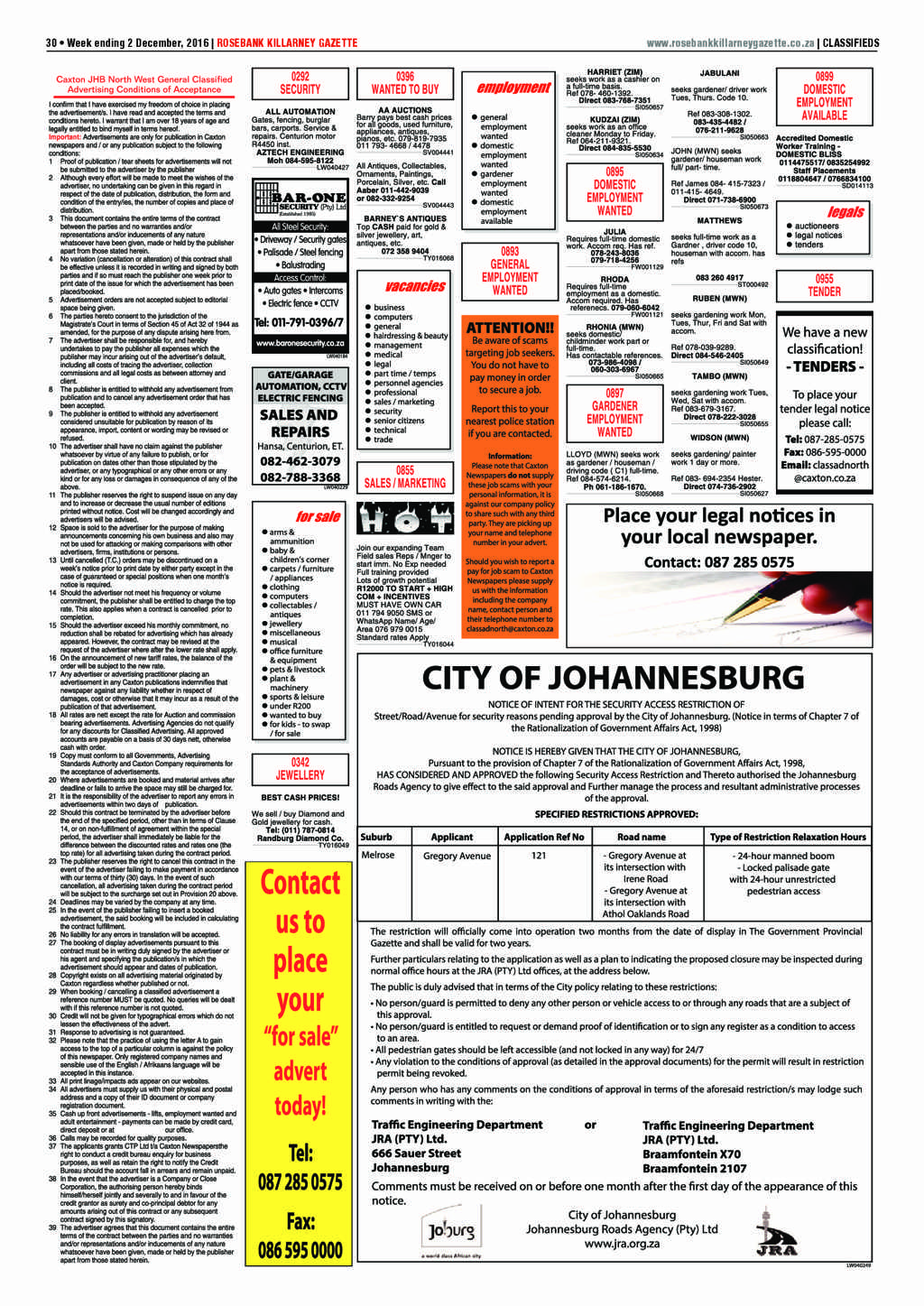 Rosebank Killarney Gazette 2 December 2016 page 30