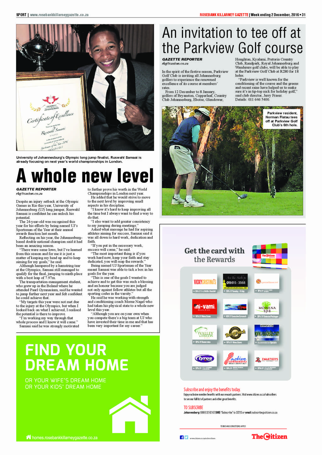 Rosebank Killarney Gazette 2 December 2016 page 31