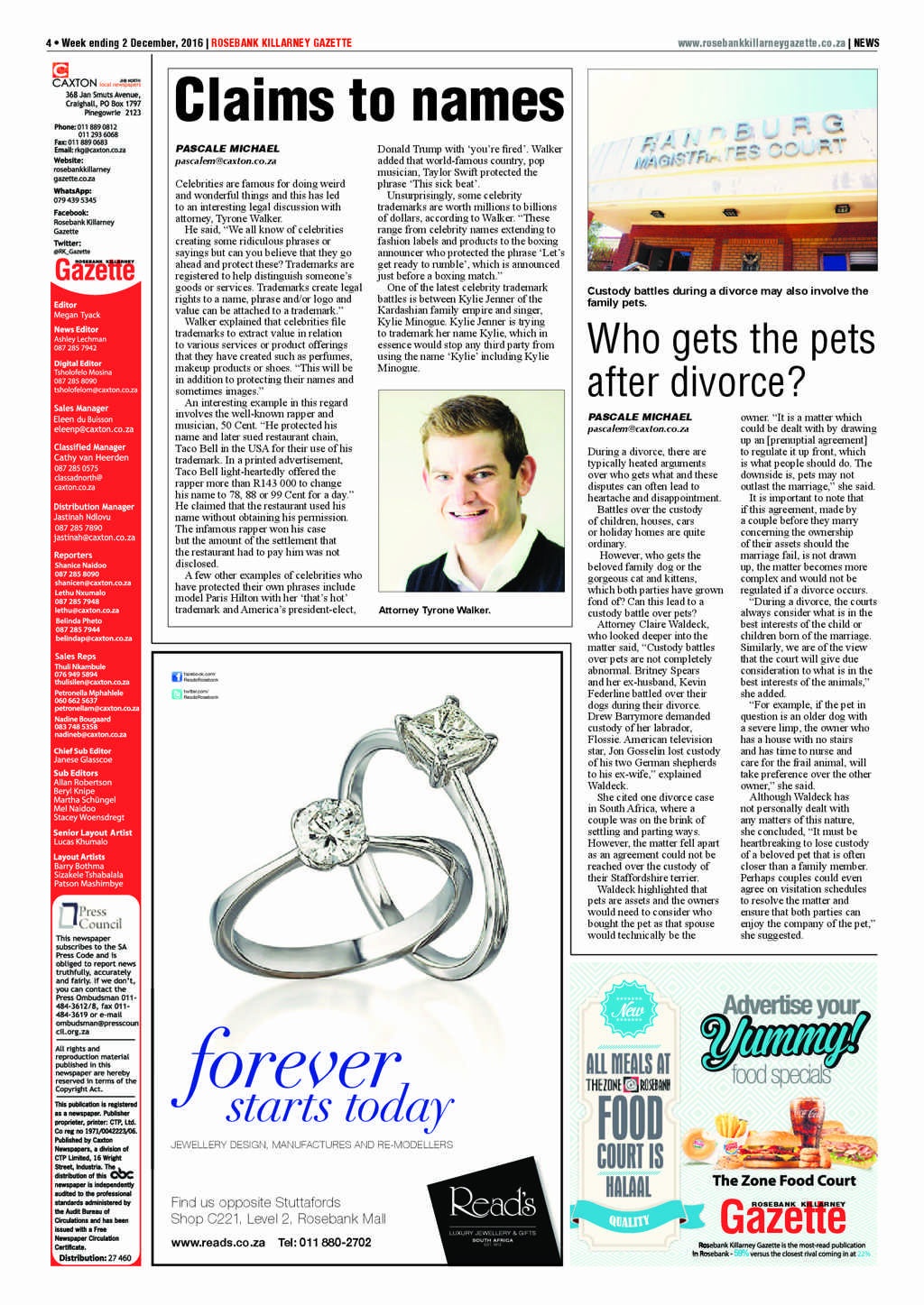 Rosebank Killarney Gazette 2 December 2016 page 4