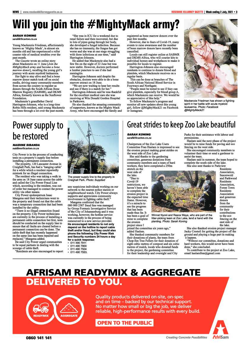 Rosebank Killarney Gazette 2 July 2021 page 3