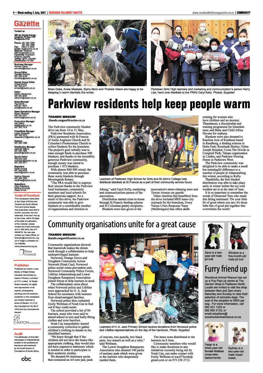 Rosebank Killarney Gazette 2 July 2021 page 4