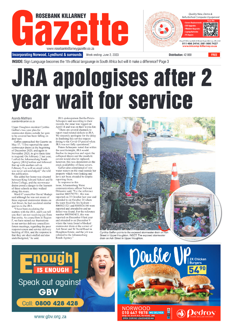 Rosebank Killarney Gazette 2 June 2023 page 1