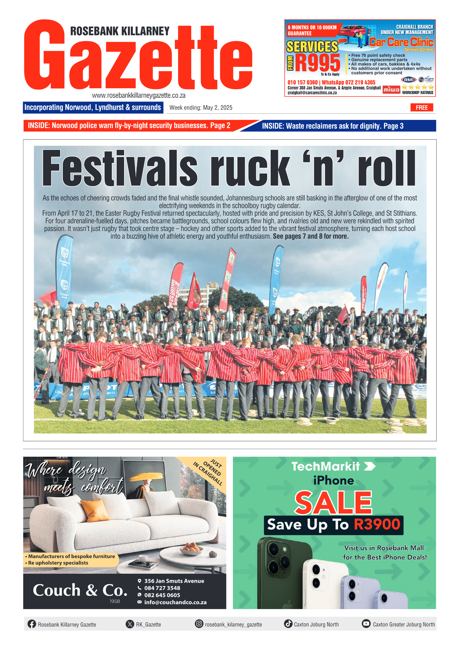 Rosebank Killarney Gazette 2 May 2025 page 1