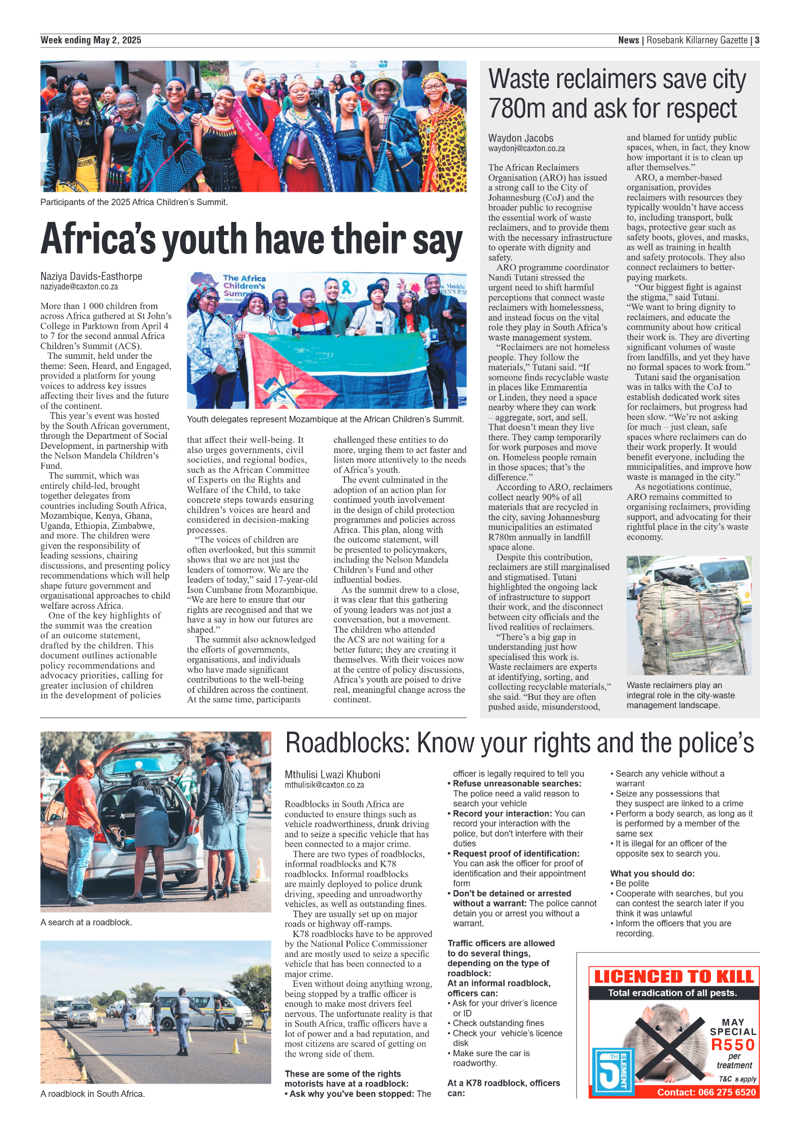 Rosebank Killarney Gazette 2 May 2025 page 3