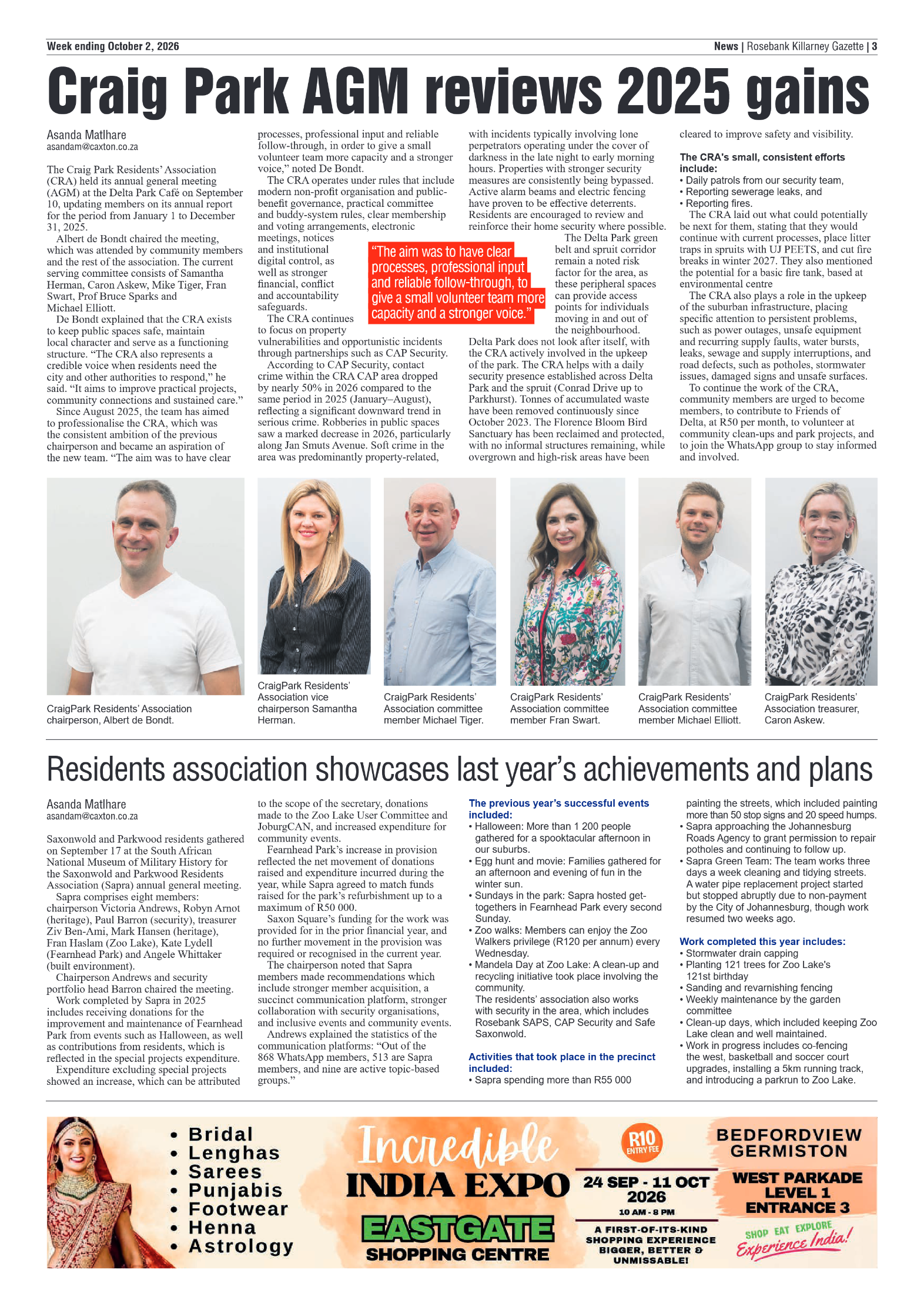 Rosebank Killarney Gazette 2 October 2026 page 3