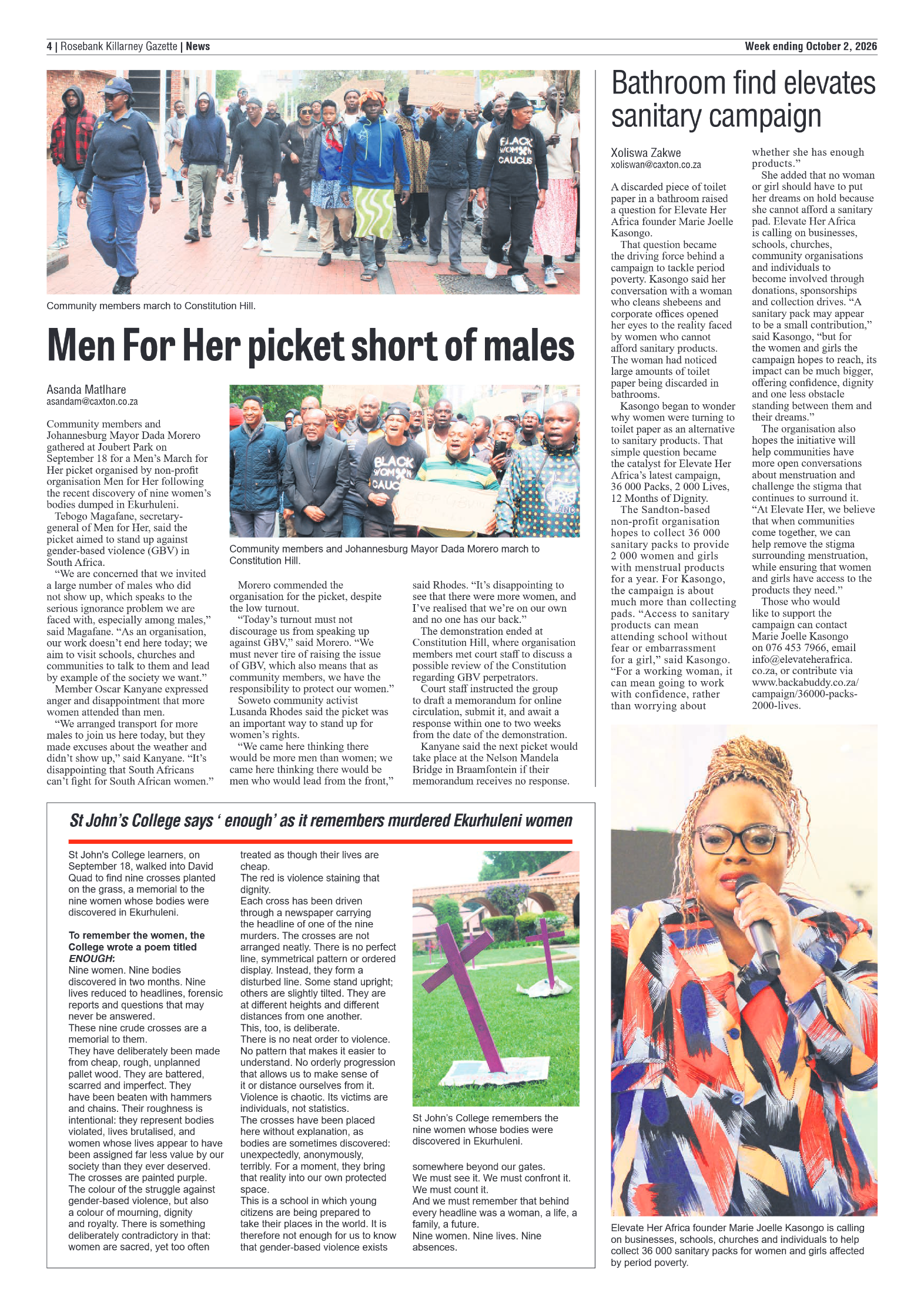 Rosebank Killarney Gazette 2 October 2026 page 4