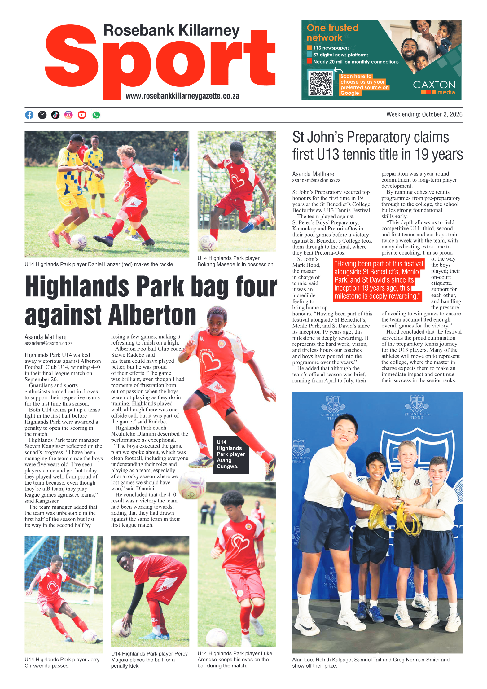 Rosebank Killarney Gazette 2 October 2026 page 8