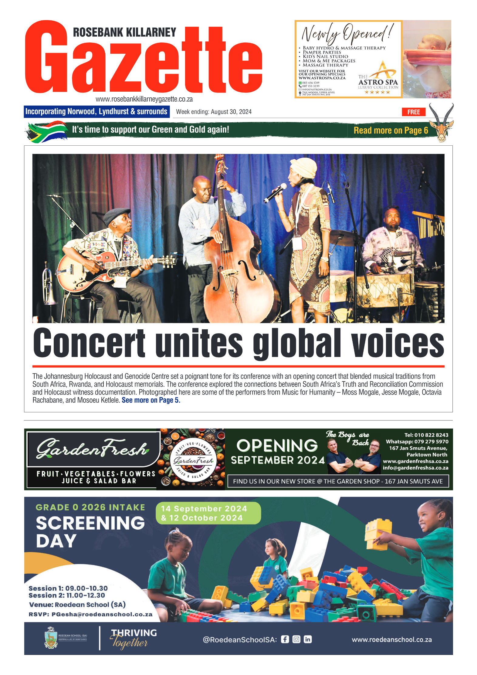 Rosebank Killarney Gazette 30 August 2024 page 1