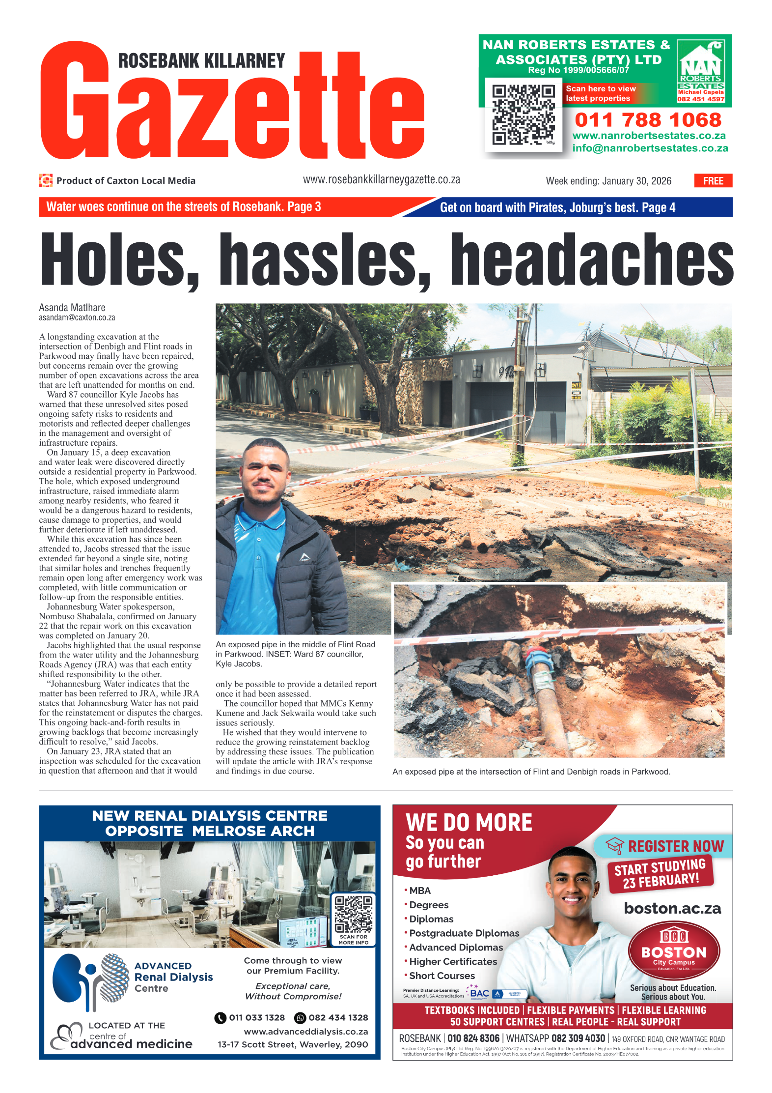 Rosebank Killarney Gazette 30 January 2026 page 1