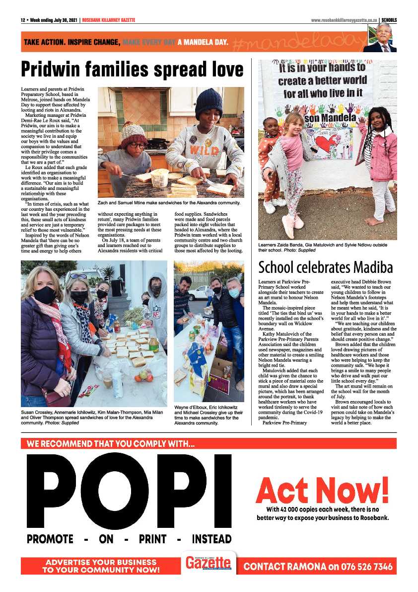 Rosebank Killarney Gazette 30 July 2021 page 12