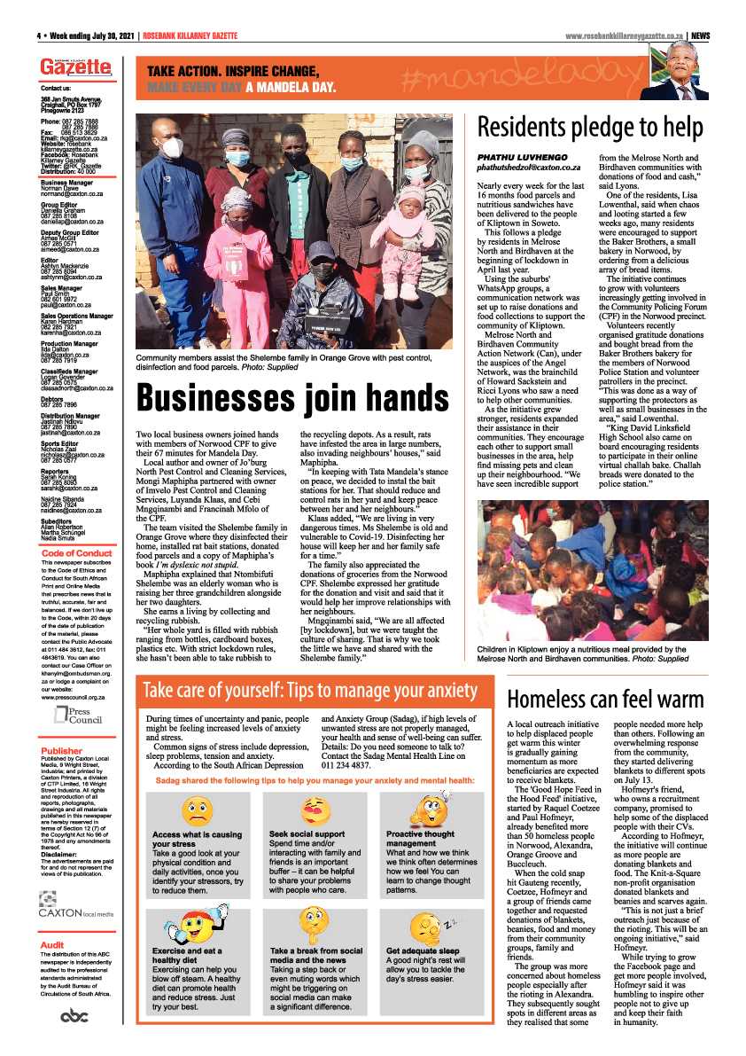 Rosebank Killarney Gazette 30 July 2021 page 4