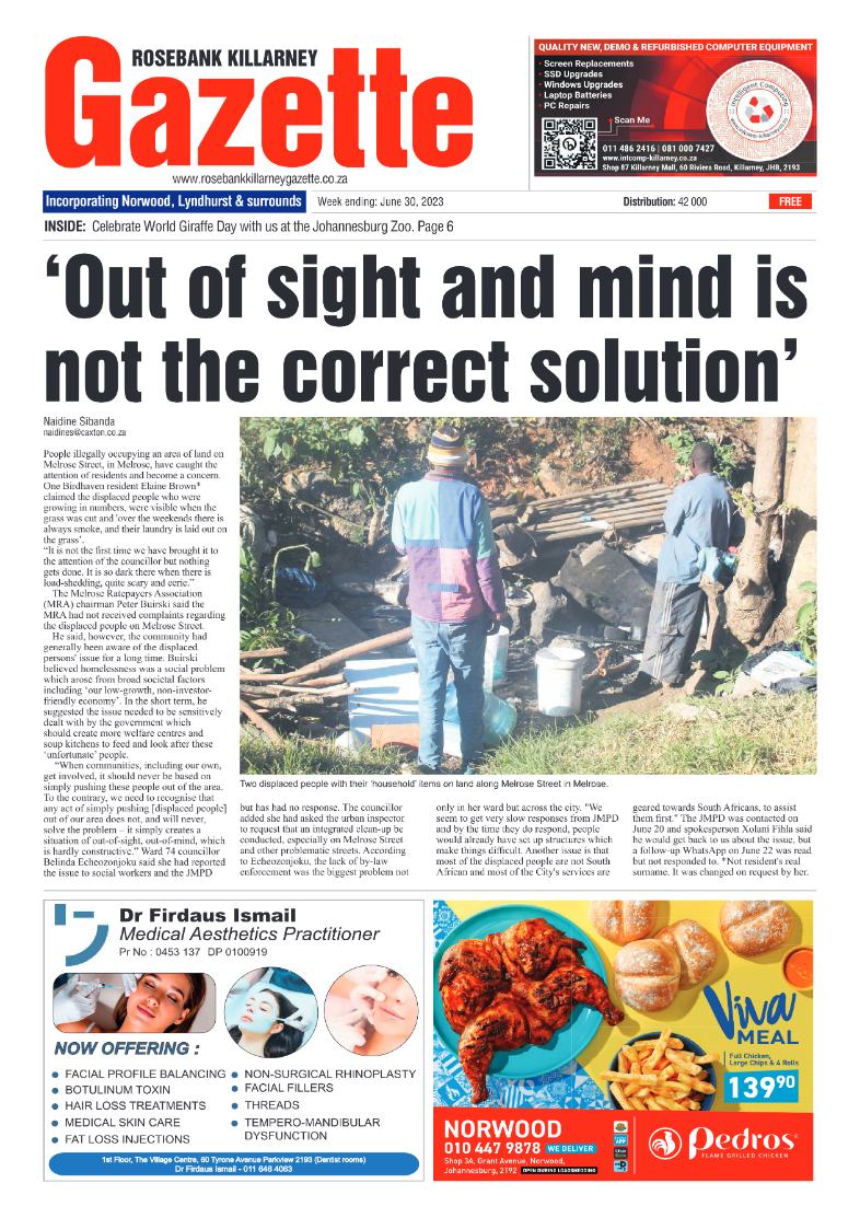 Rosebank Killarney Gazette 30 June 2023 page 1