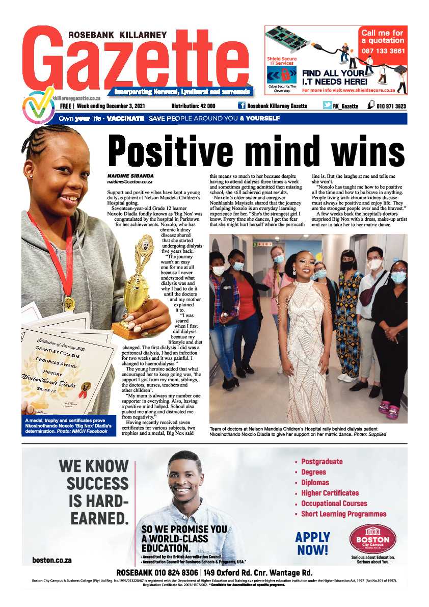Rosebank Killarney Gazette 03 December 2021 page 1