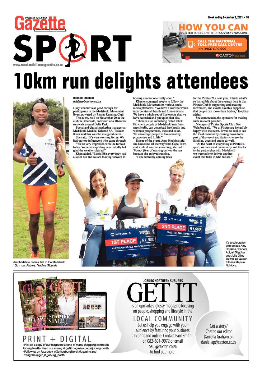 Rosebank Killarney Gazette 03 December 2021 page 16