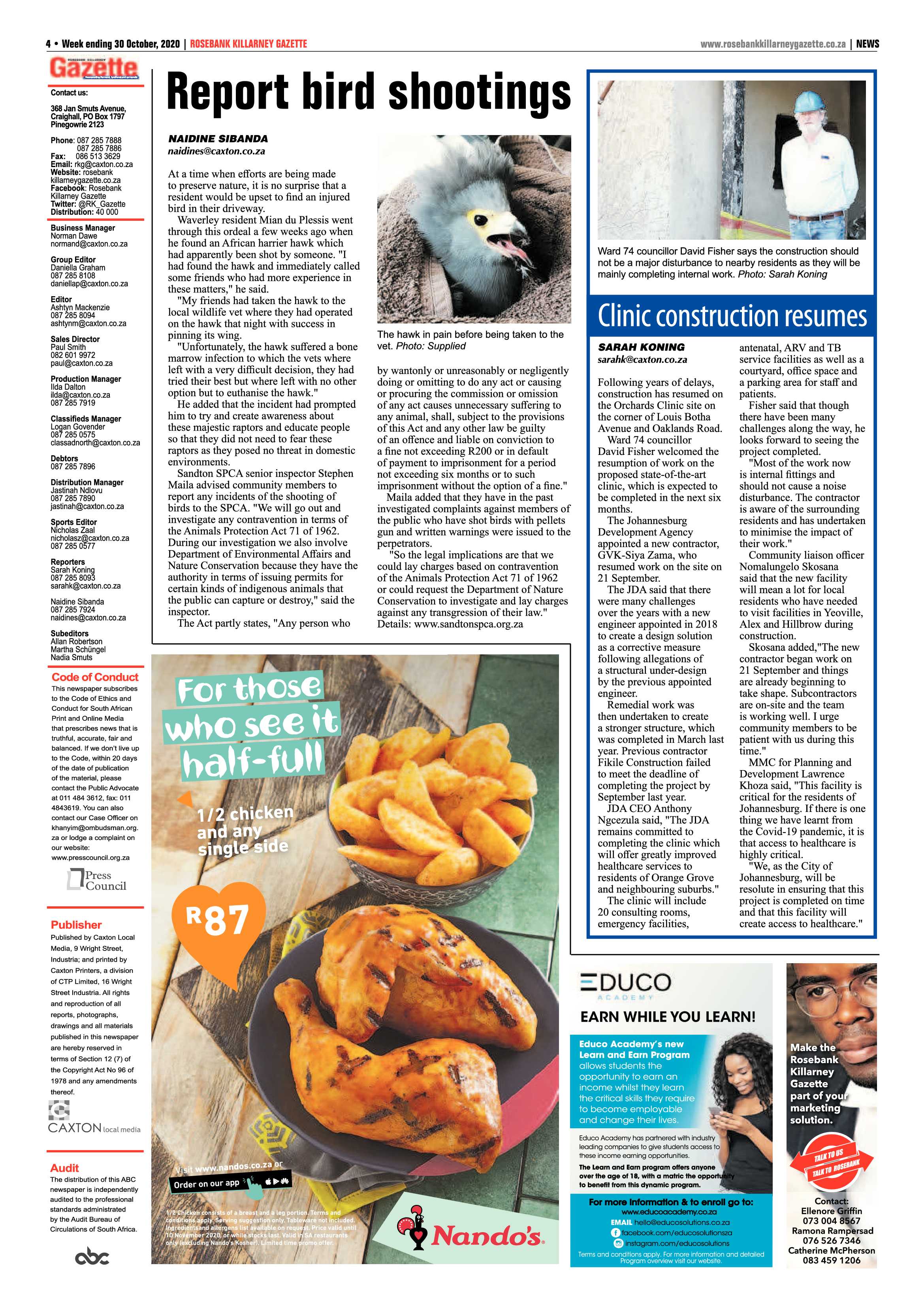 Rosebank Killarney Gazette 30 October 2020 page 4