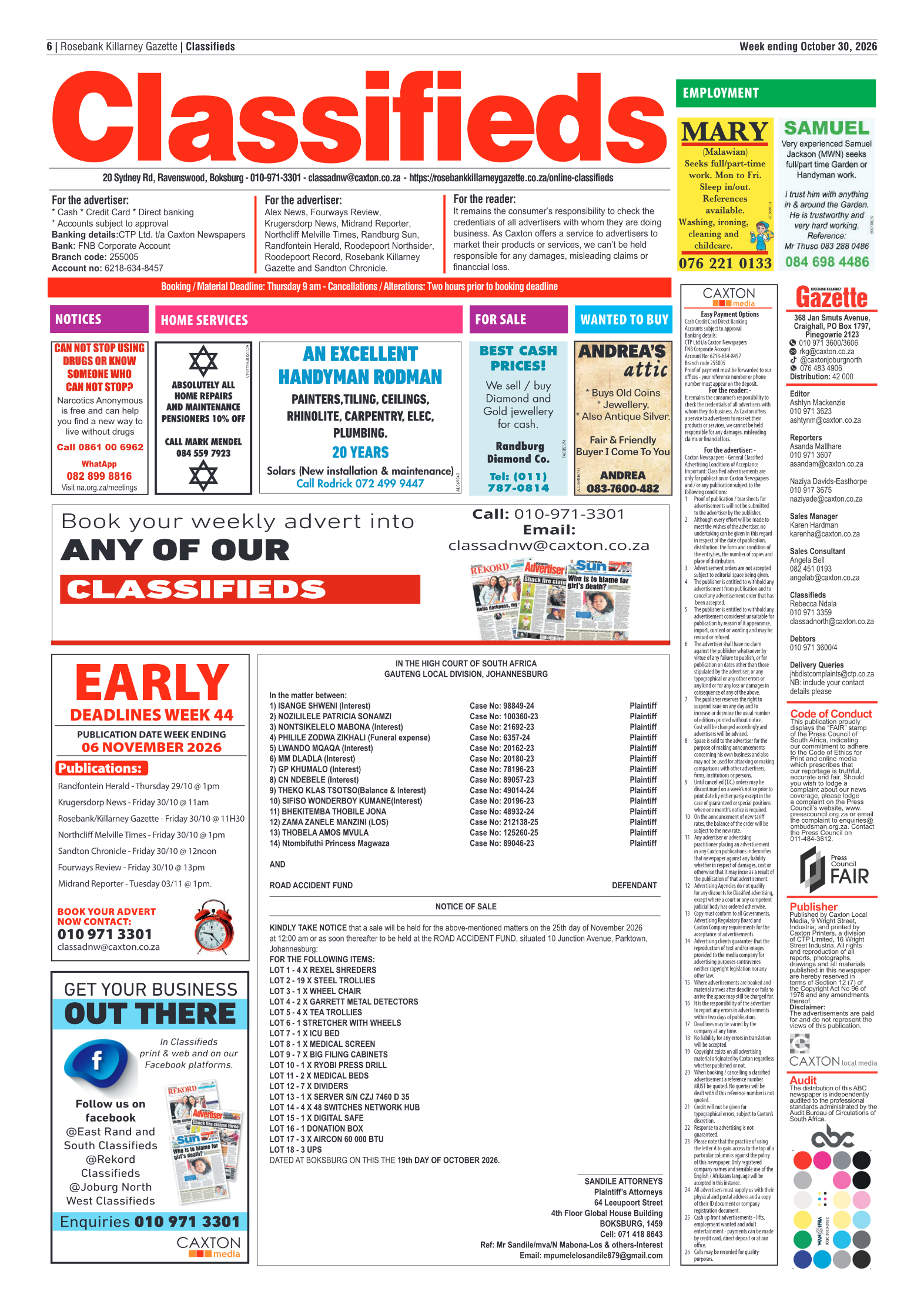 Rosebank Killarney Gazette 30 October 2026 page 6
