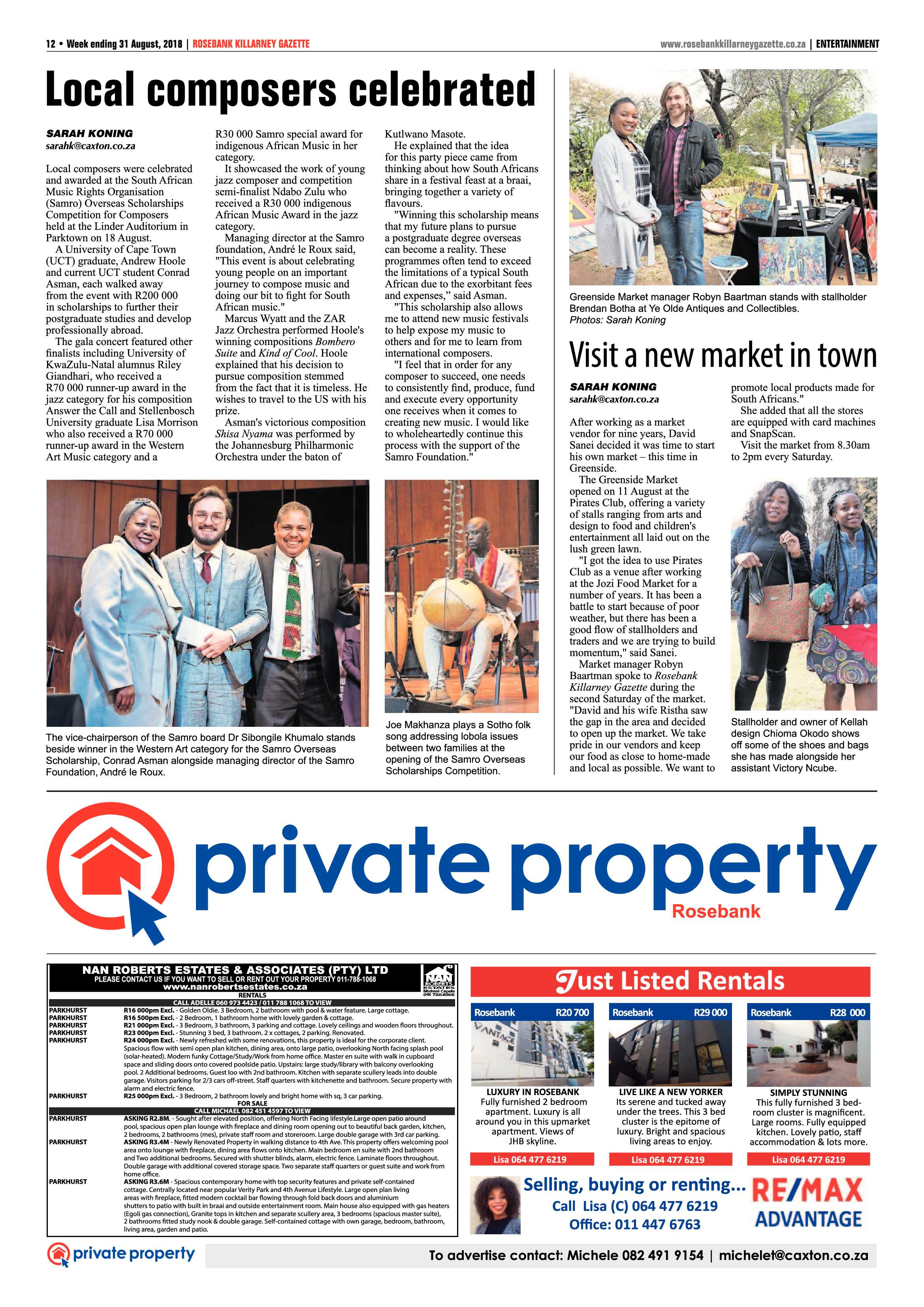 Rosebank Killarney Gazette 31 August, 2018 page 12