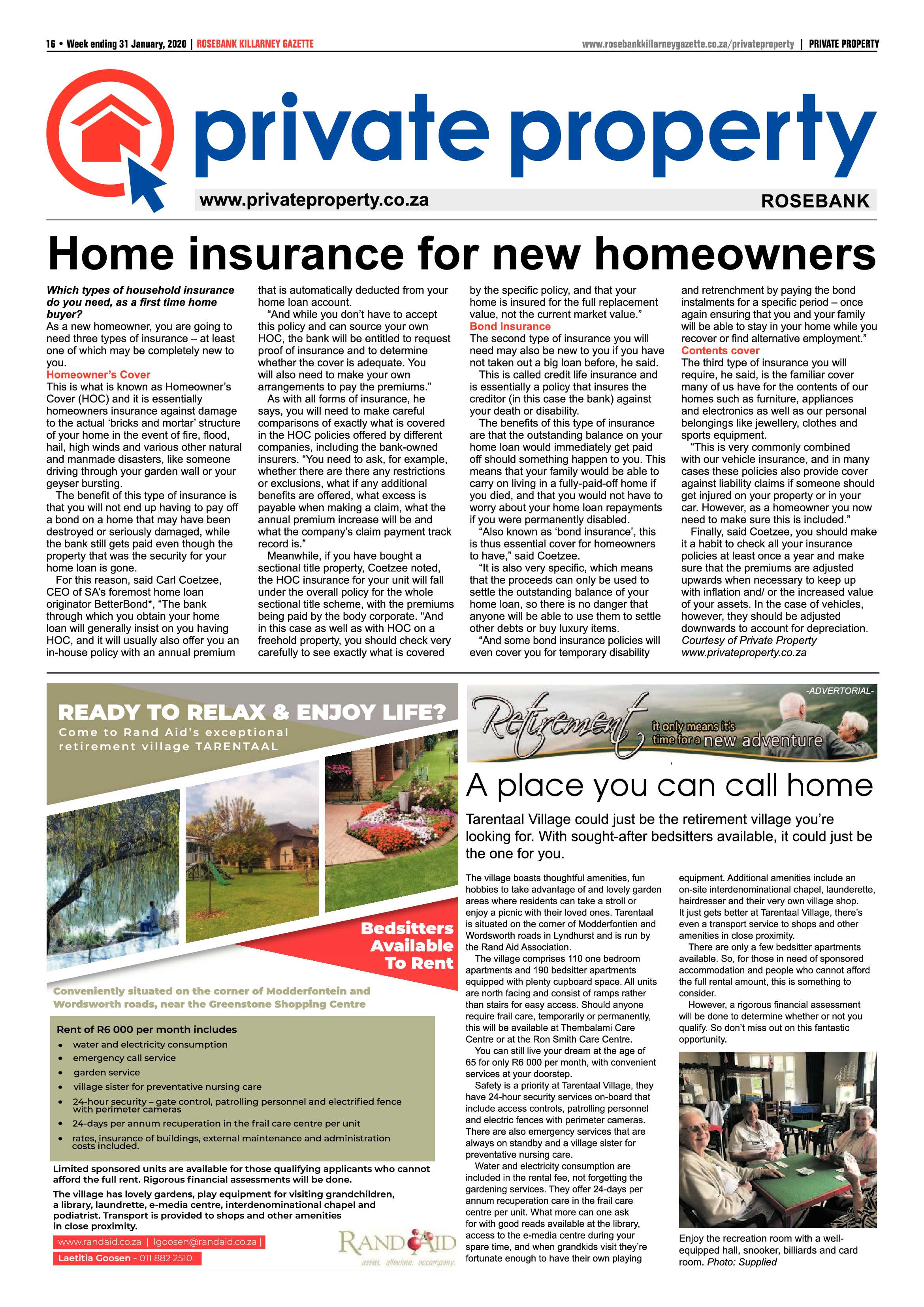 Rosebank Killarney Gazette 31 January 2020 page 16