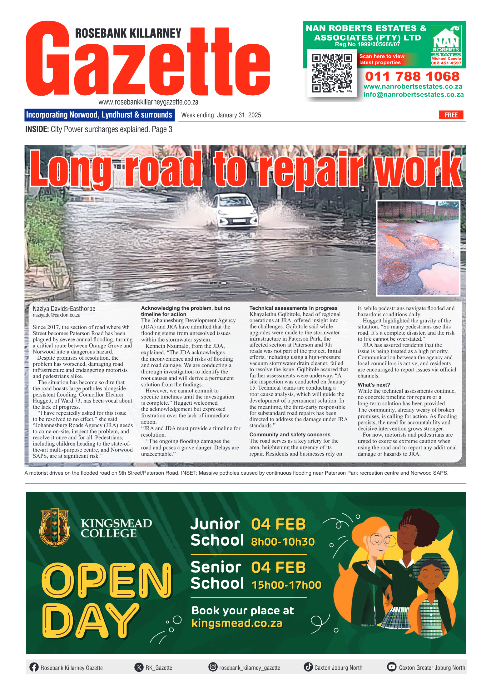 Rosebank Killarney Gazette 31 January 2025 page 1