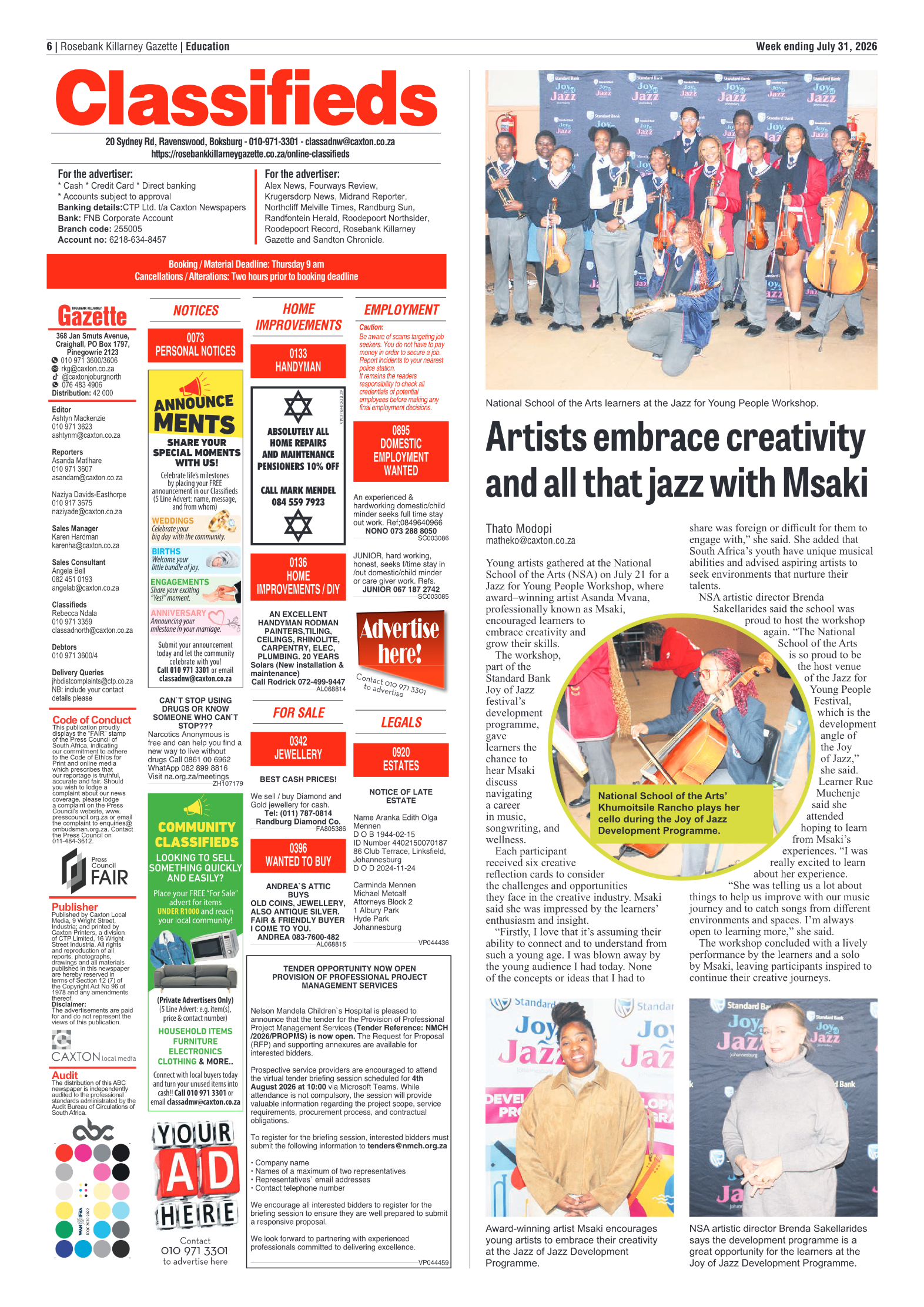 Rosebank Killarney Gazette 31 July 2026 page 18