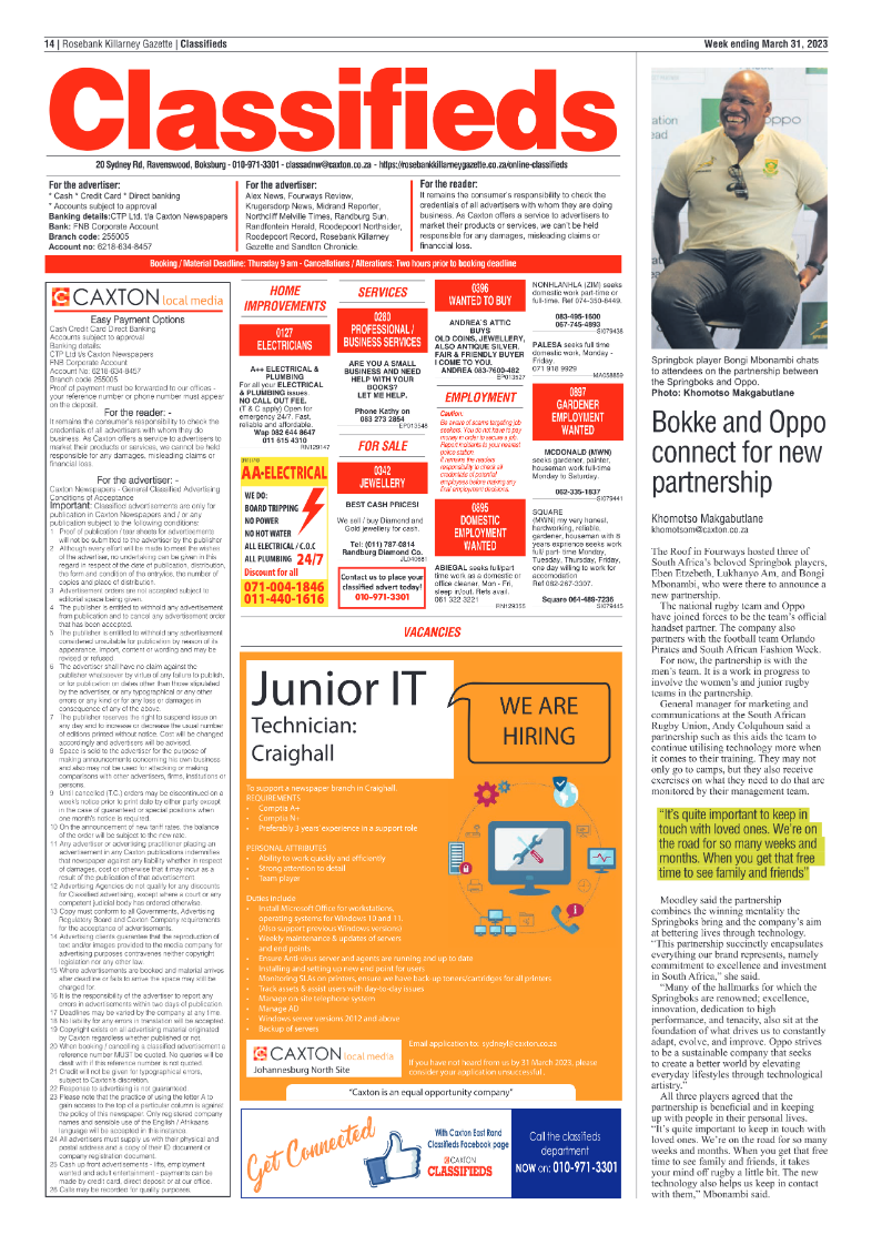 Rosebank Killarney Gazette 31 March 2023 page 14