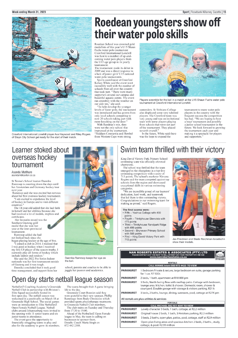 Rosebank Killarney Gazette 31 March 2023 page 15