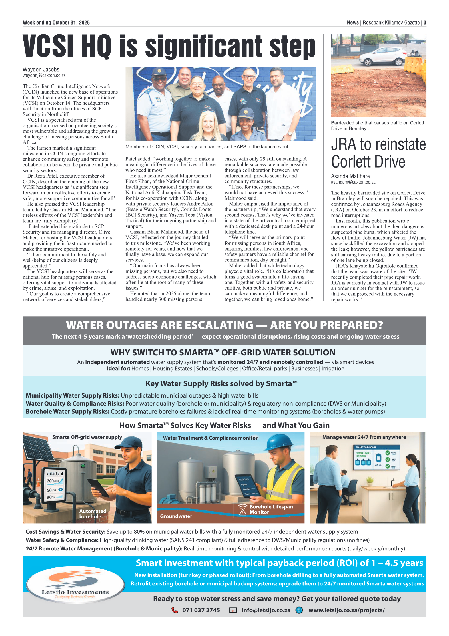 Rosebank Killarney Gazette 31 October 2025 page 3