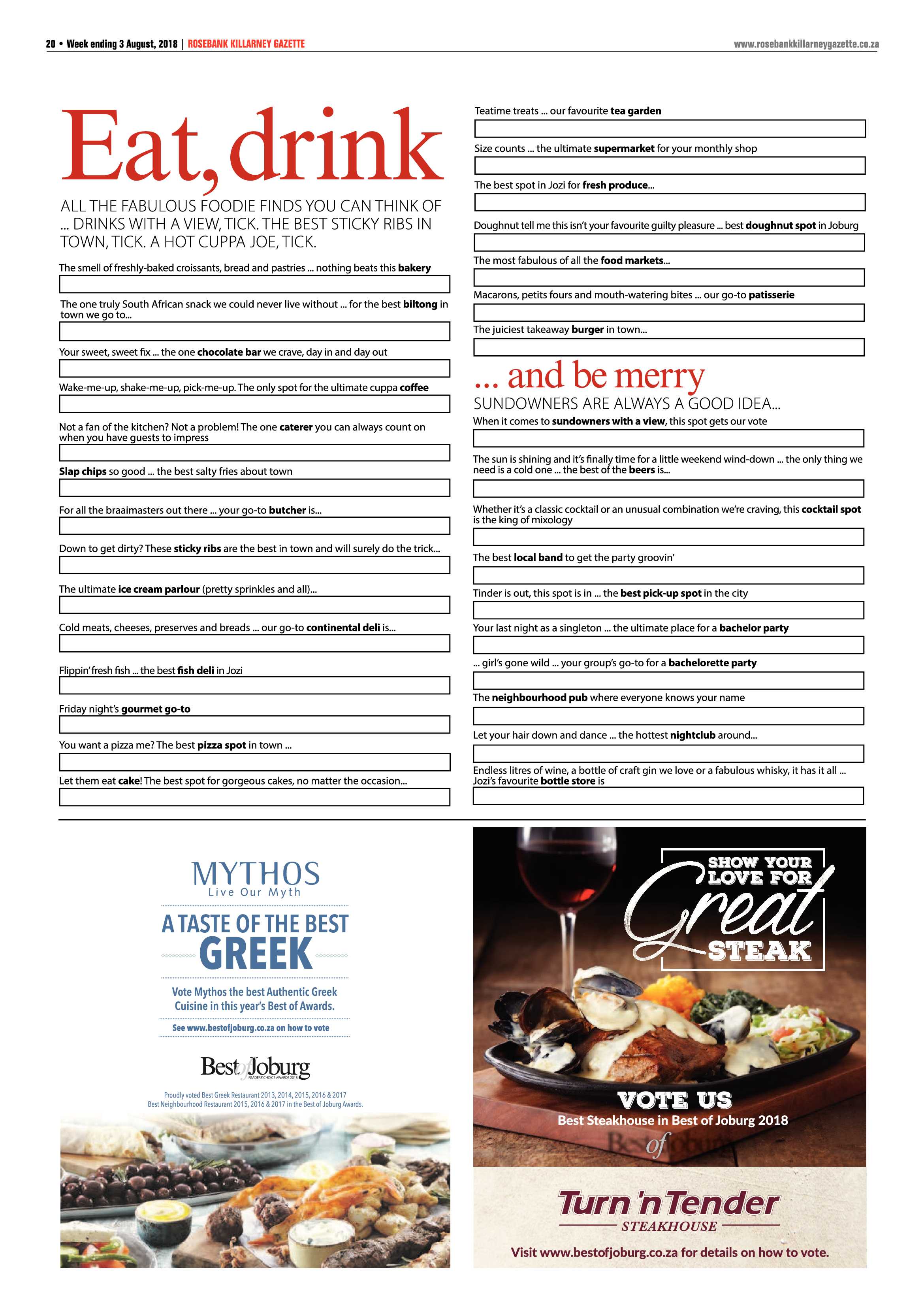 Rosebank Killarney Gazette 3 August 2018 page 20