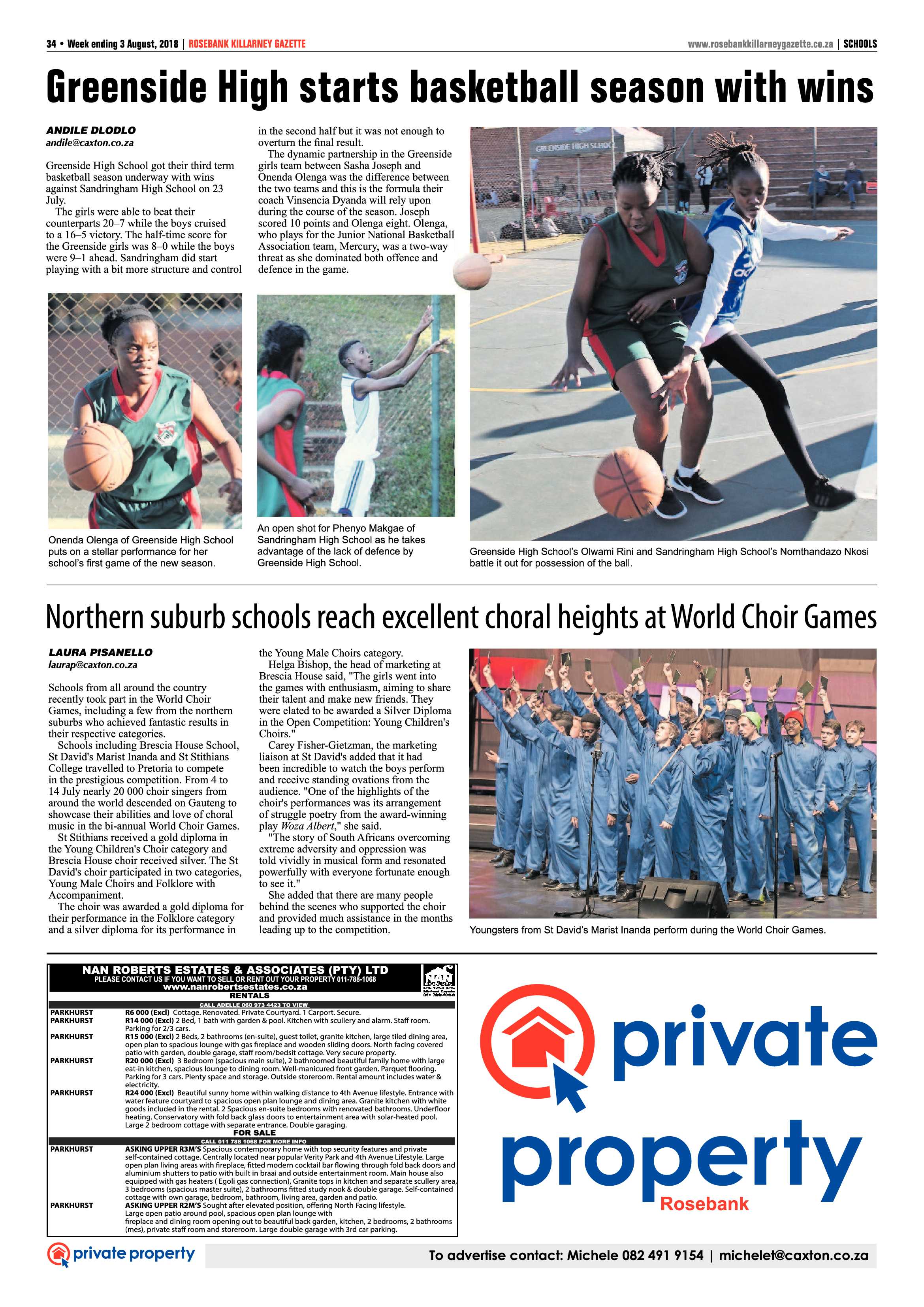 Rosebank Killarney Gazette 3 August 2018 page 34