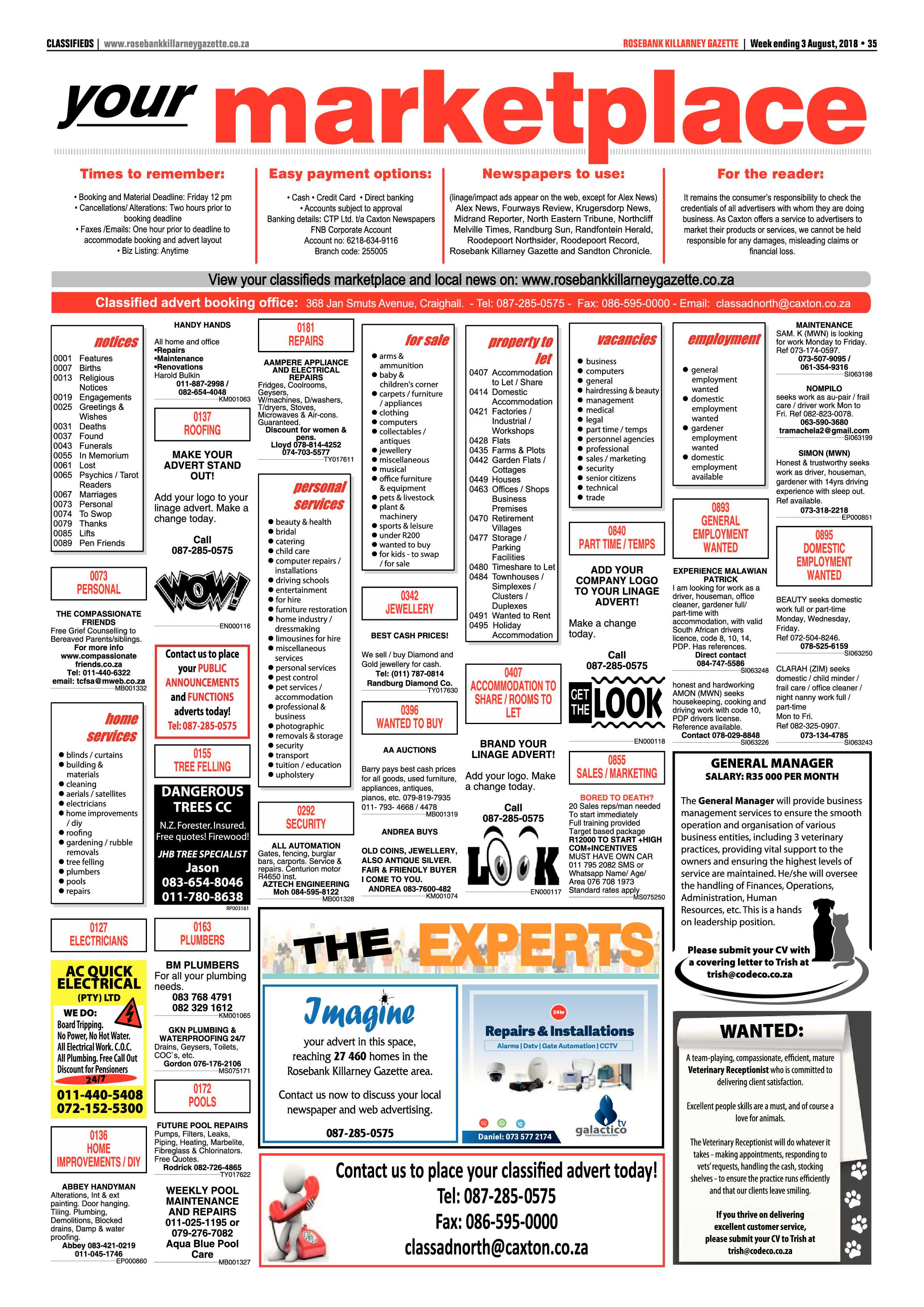 Rosebank Killarney Gazette 3 August 2018 page 35