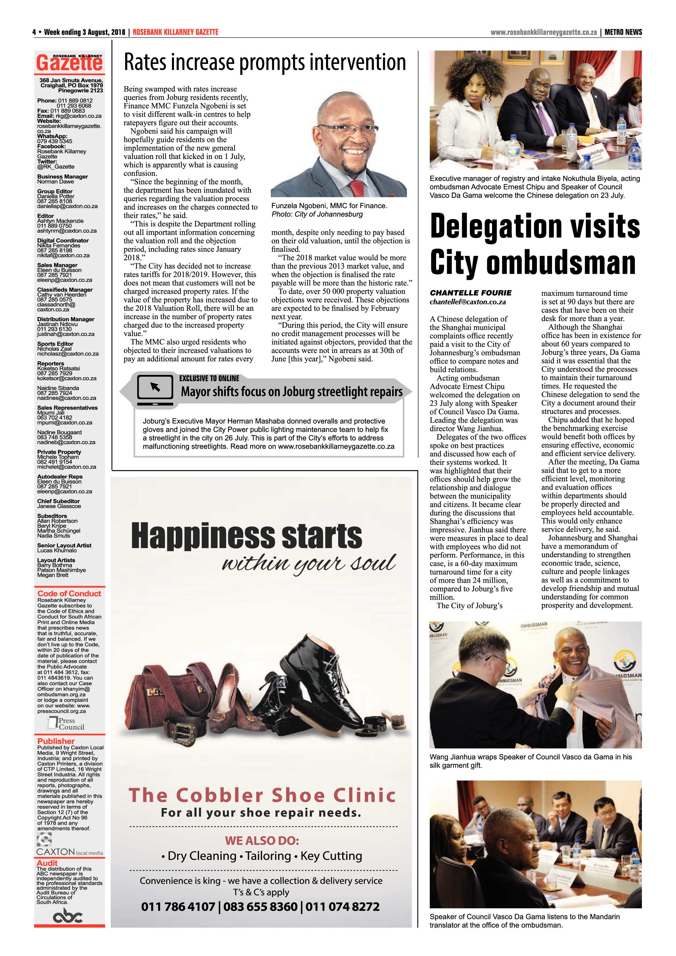 Rosebank Killarney Gazette 3 August 2018 page 4