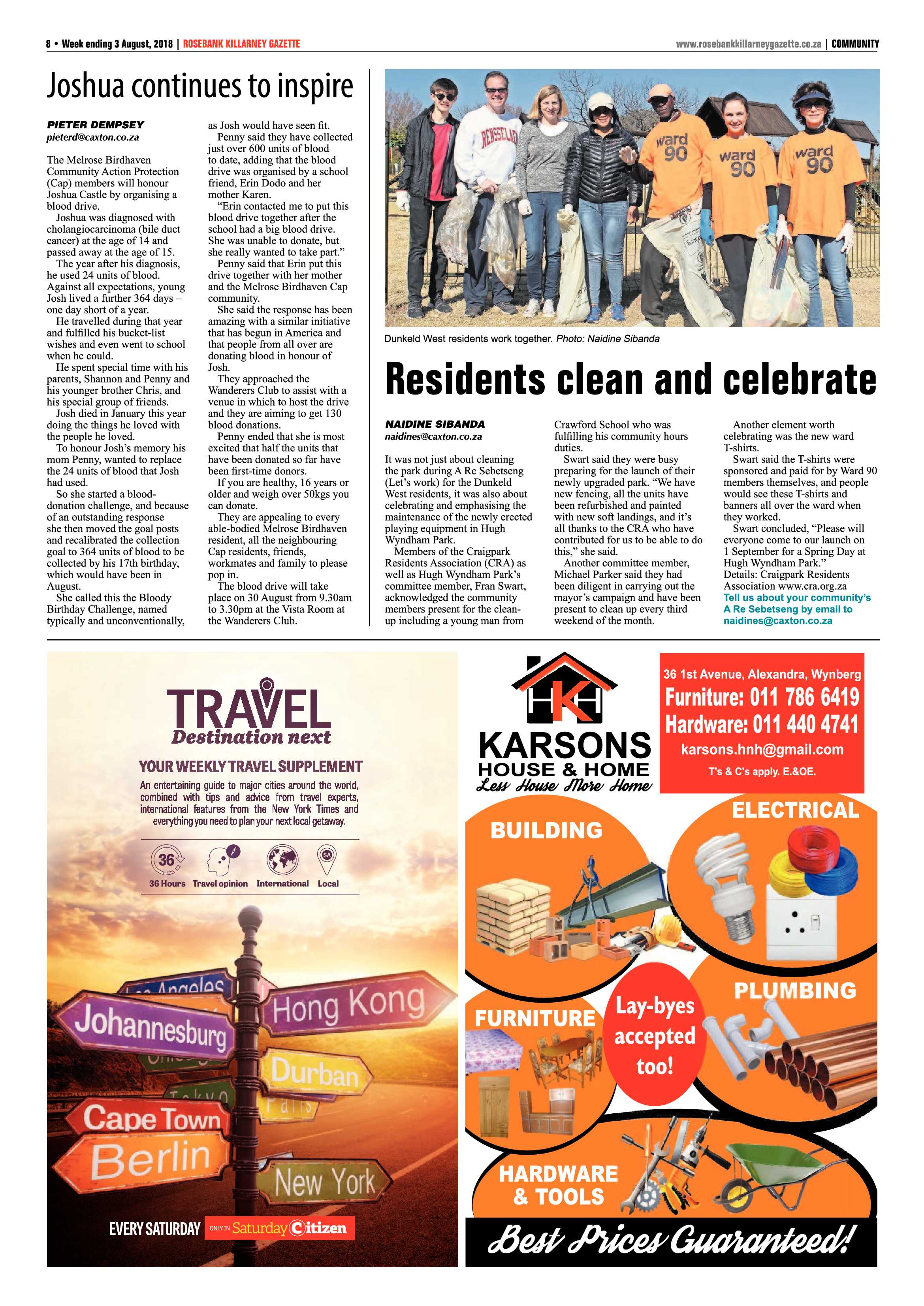 Rosebank Killarney Gazette 3 August 2018 page 8