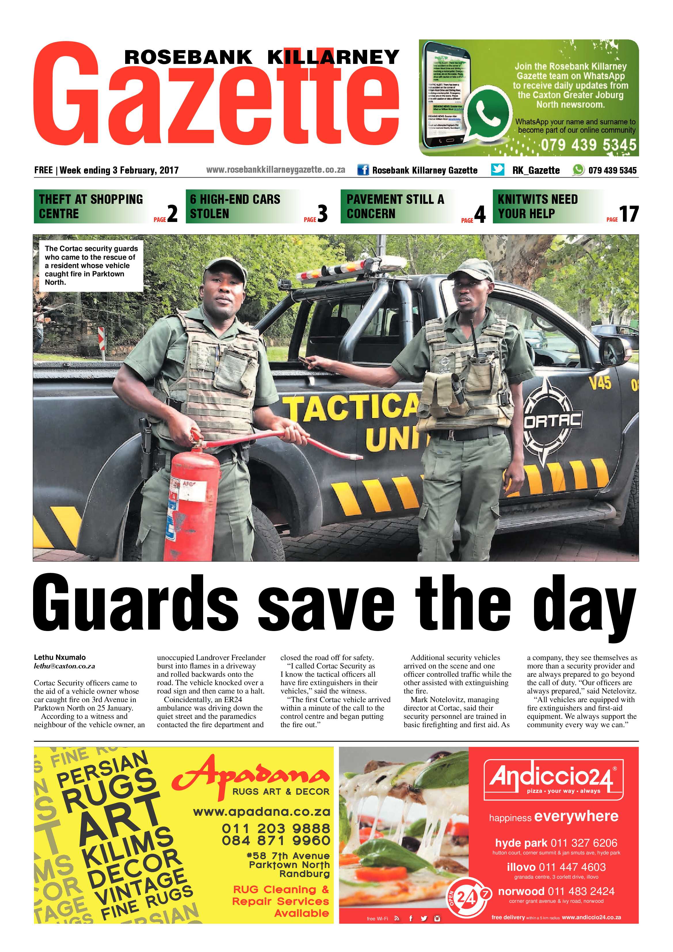 Rosebank Killarney Gazette 3 February, 2017 page 1